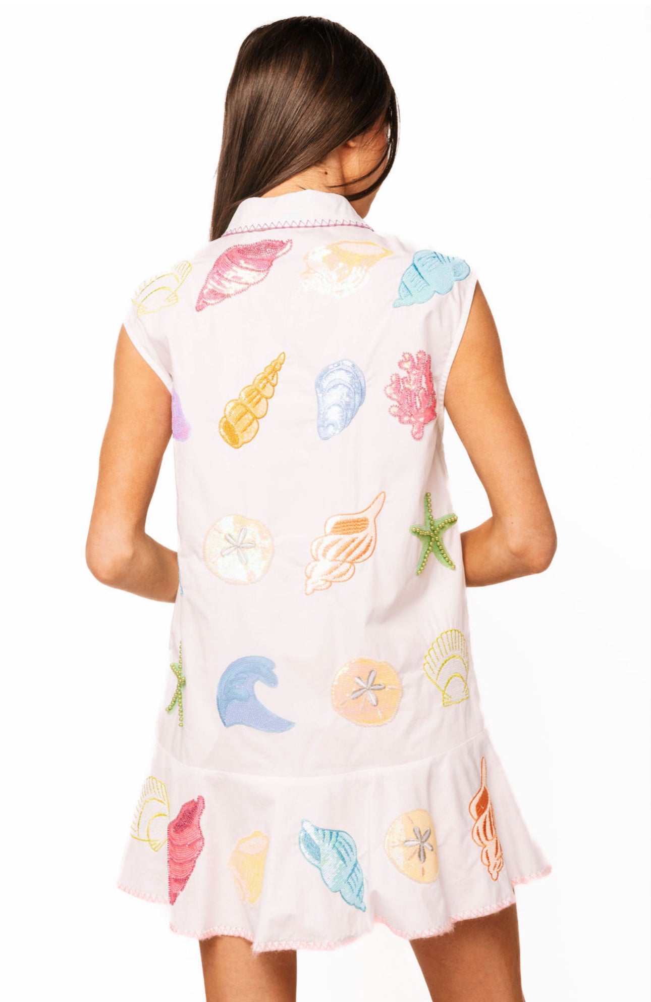 White Shell Cotton Button up Tank Dress