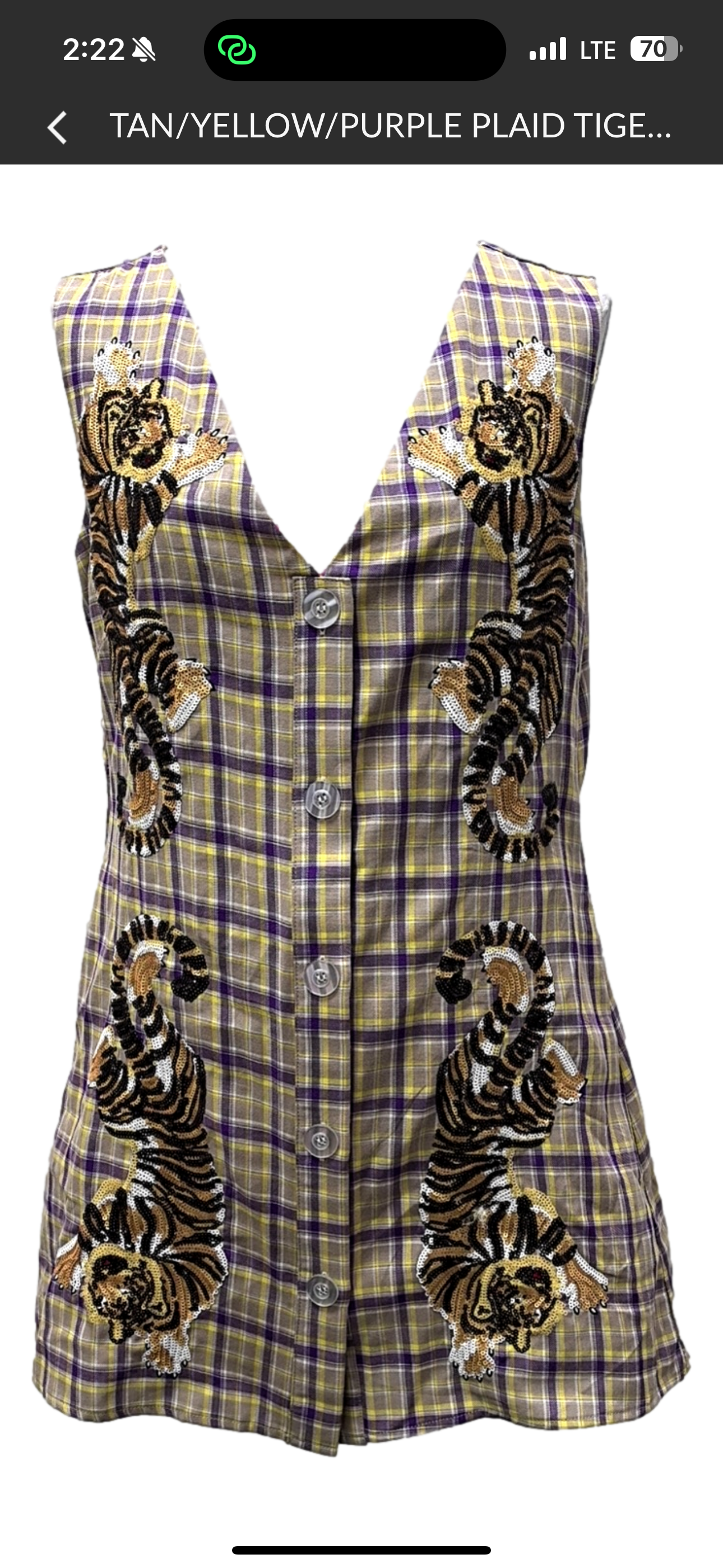 Purple and Yellow Plaid Tiger Dress