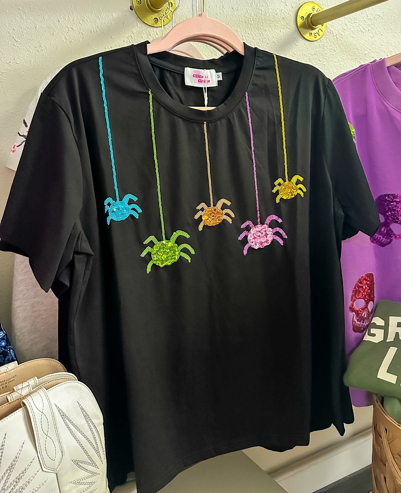Sequin Rainbow Spiders Tee