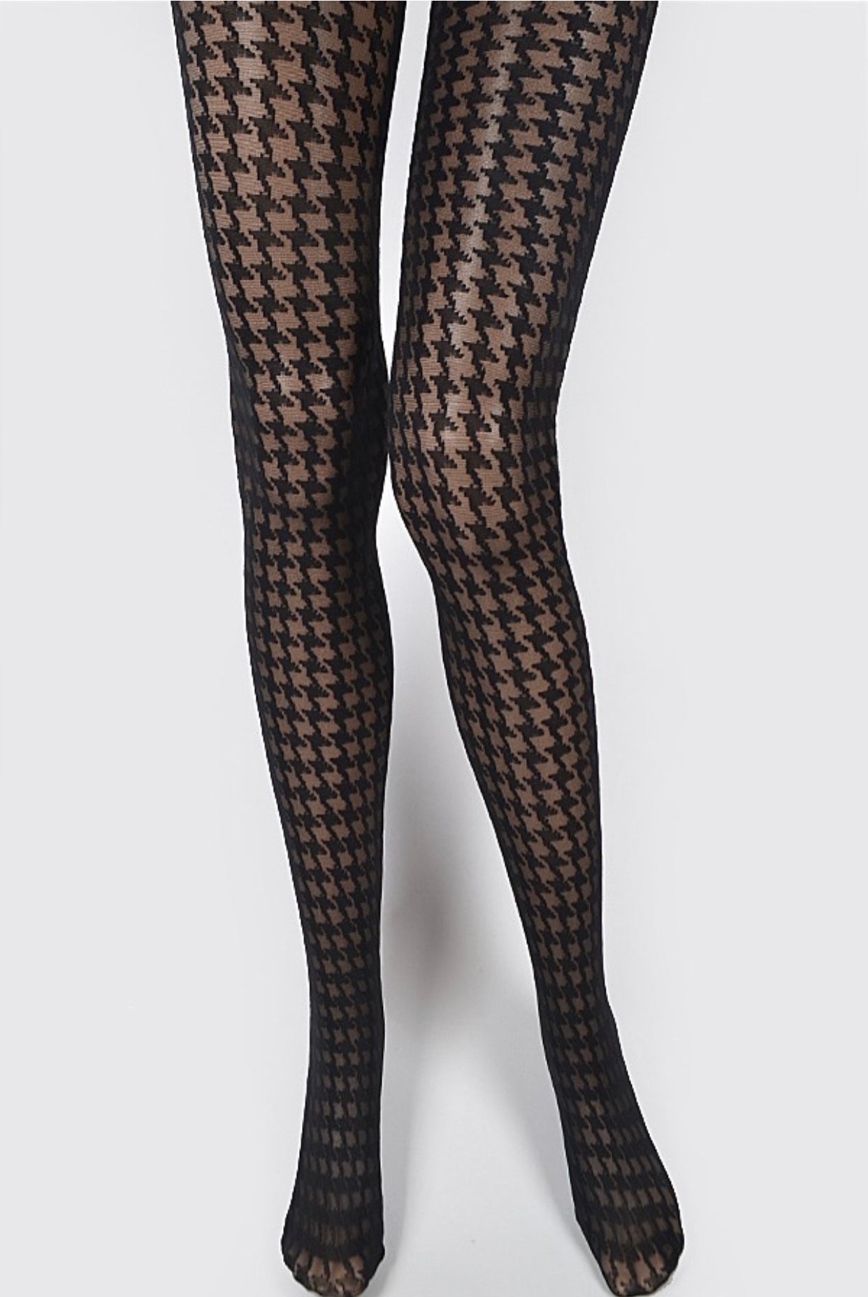 Houndstooth Printed black tights