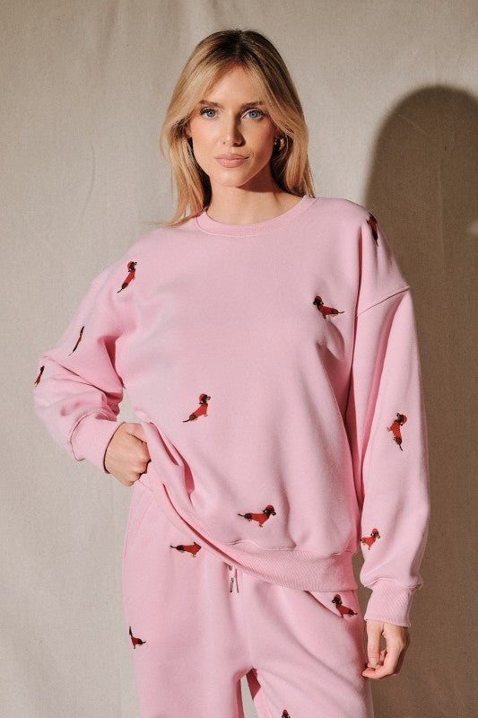 Santa Weenie Pink Sweatshirt