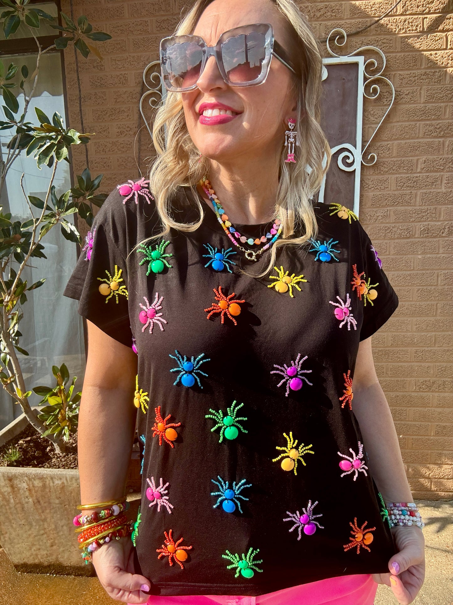 Black Multi Spider Tee