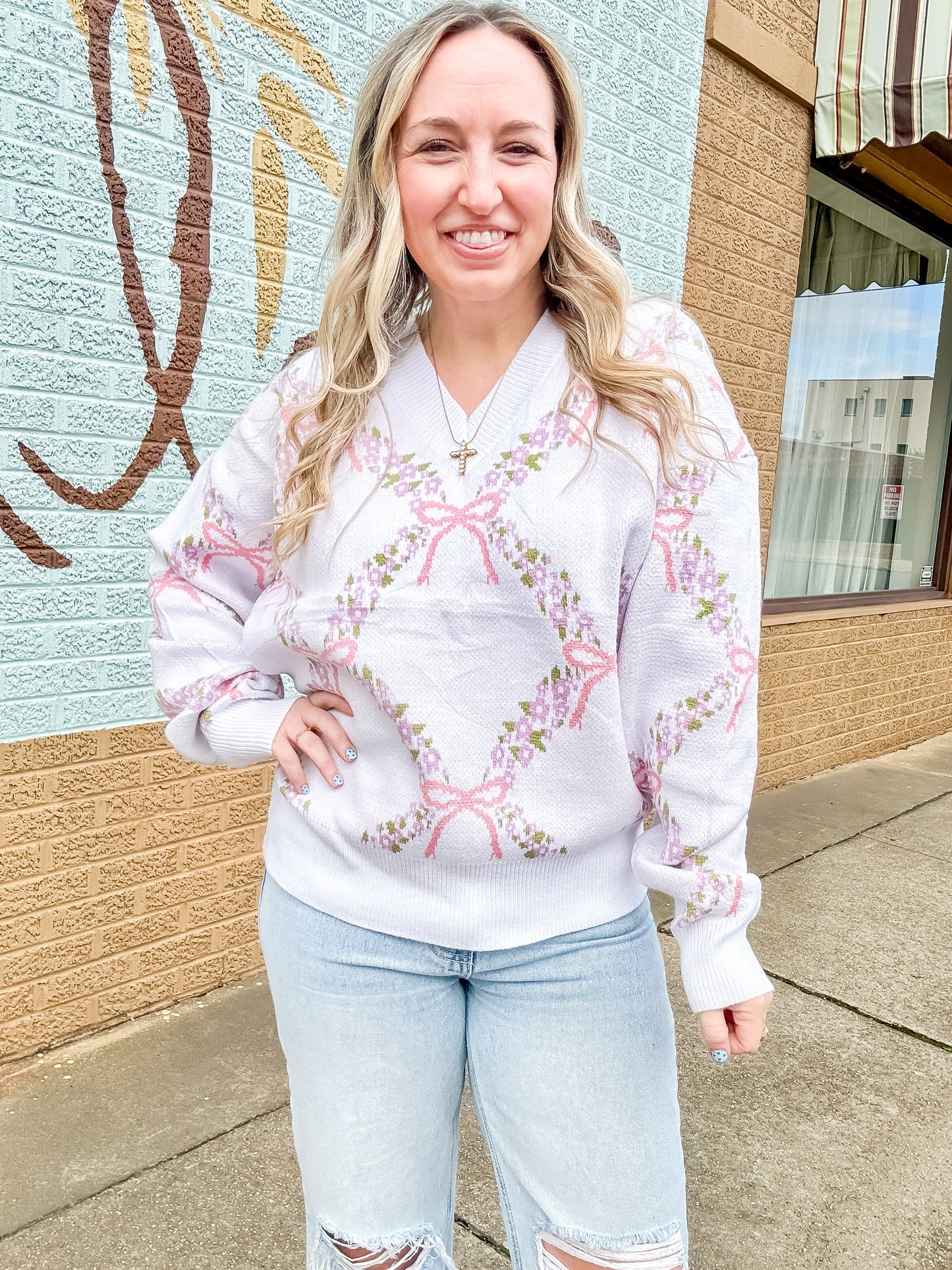 Pink bow sweater