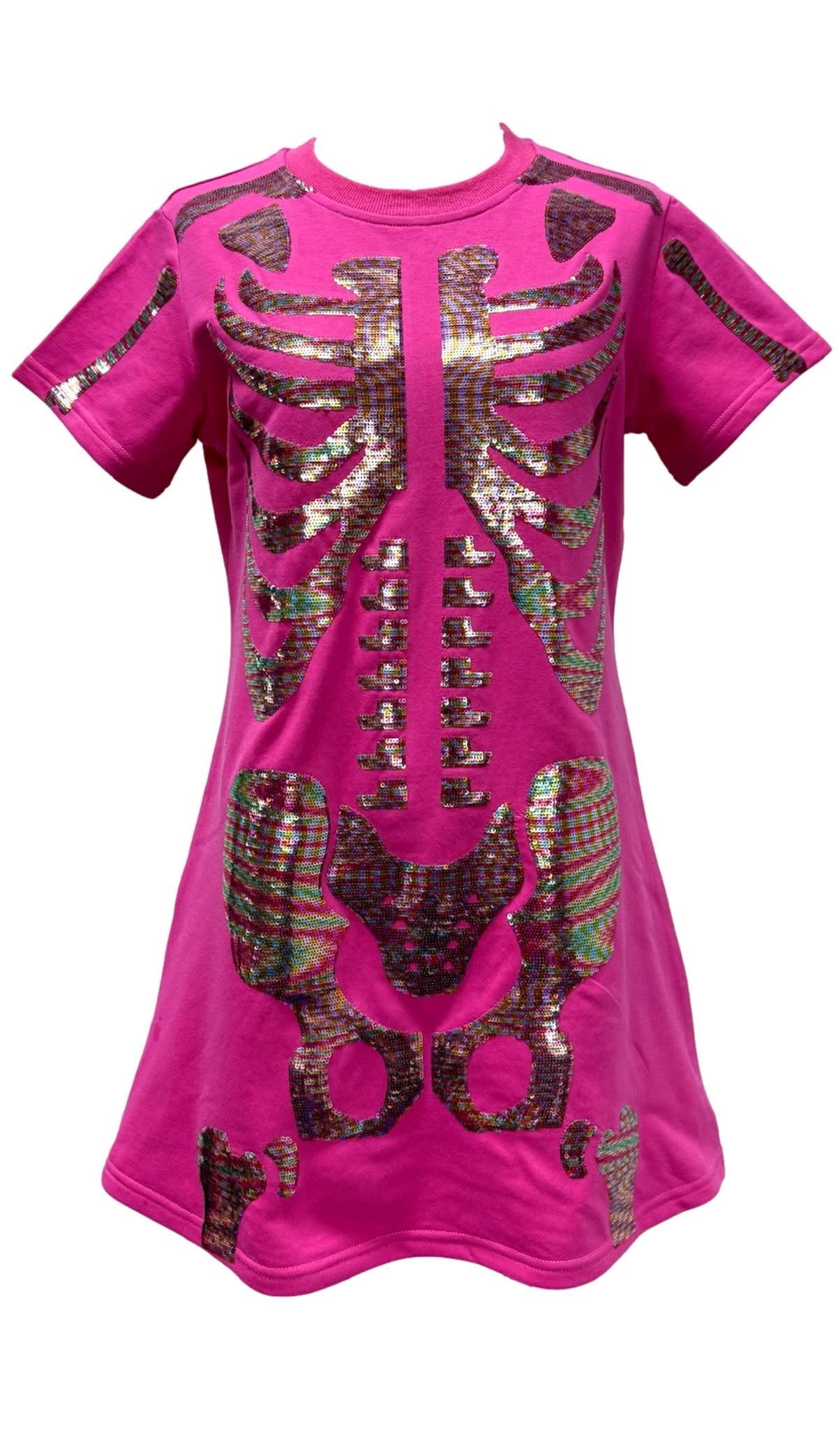 Hot Pink Skeleton Body Dress