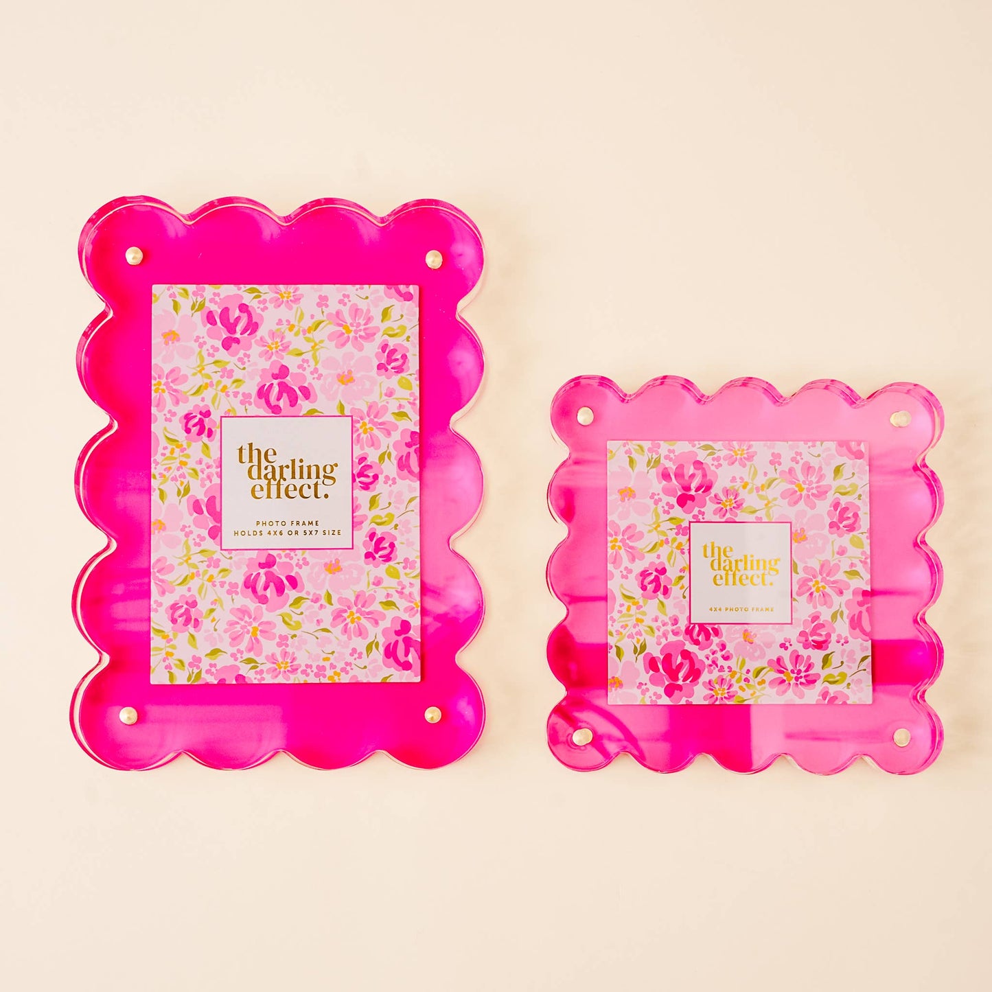 Square Scalloped Acrylic Frame-Hot Pink