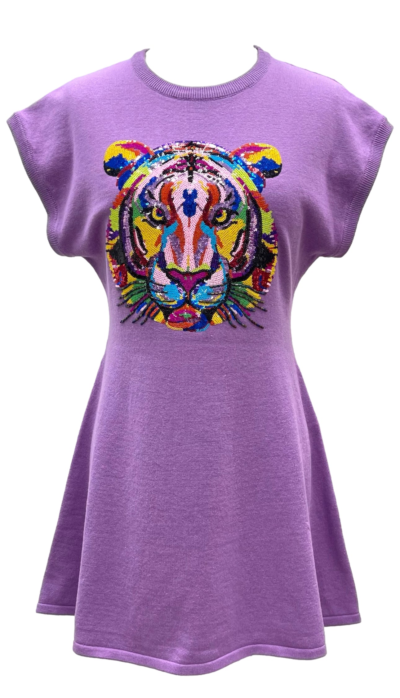 Rainbow Tiger Head Lavender Dress