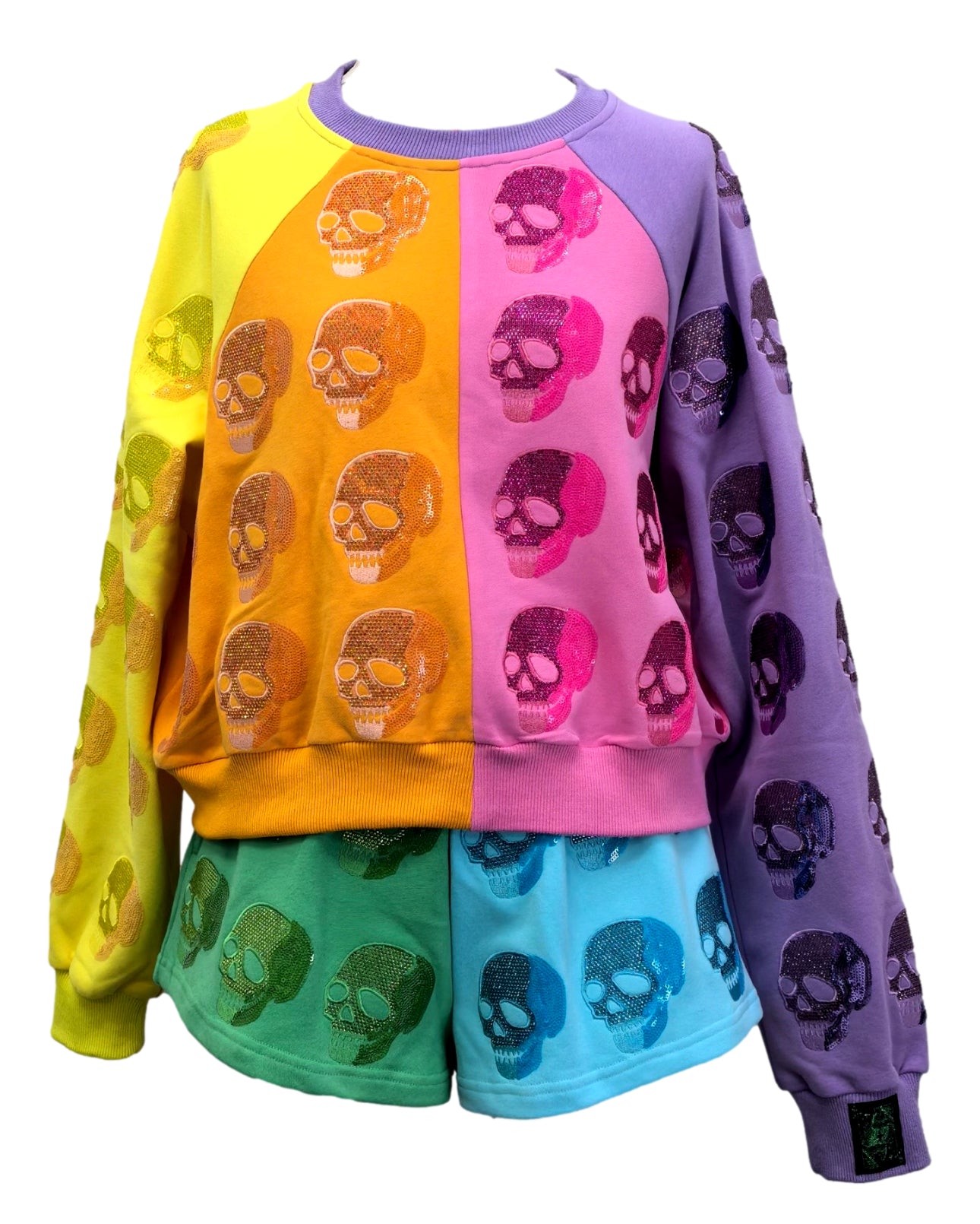 Multi Skull Colorblock Shorts