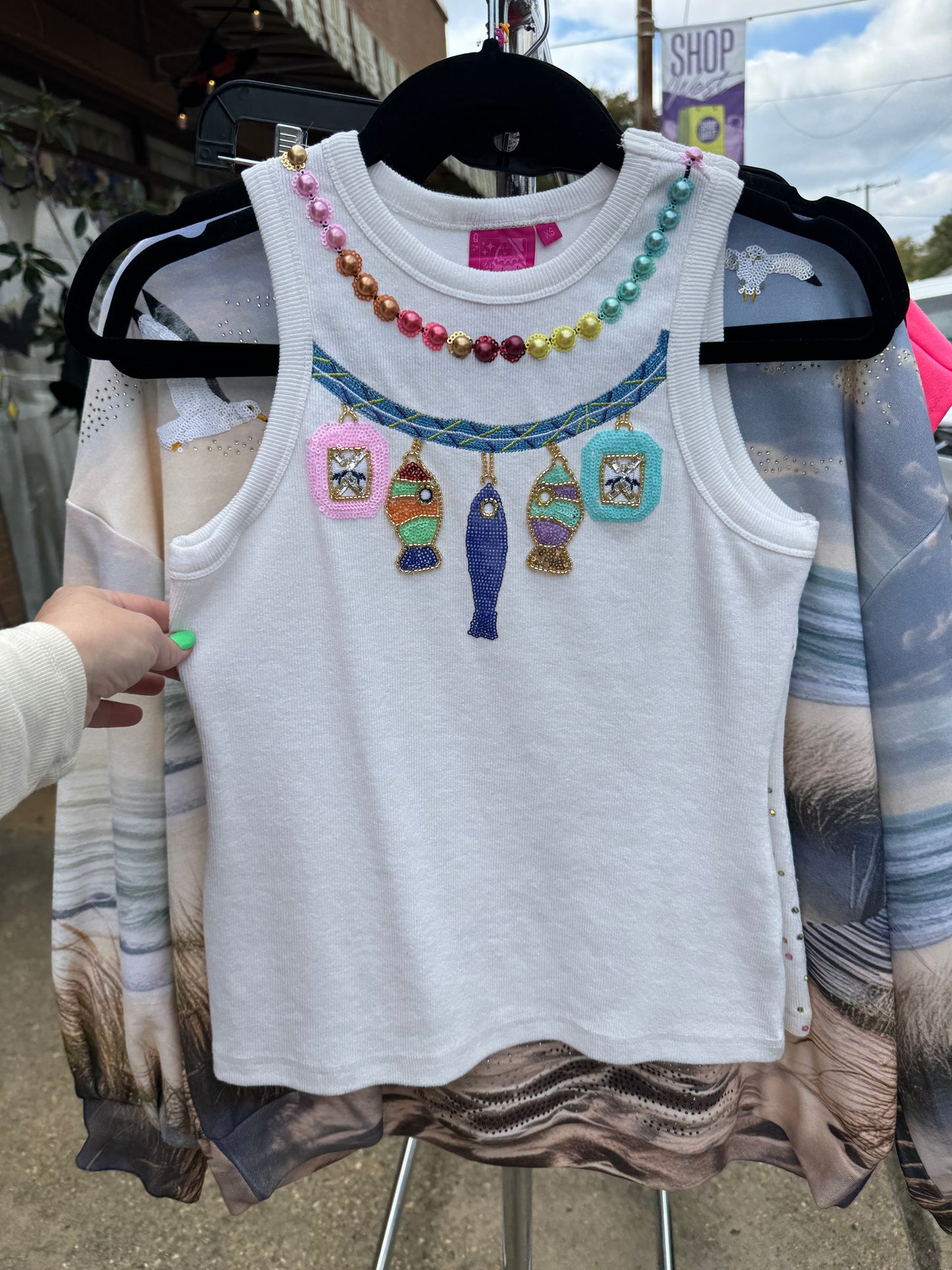 White Rainbow Charm Tank
