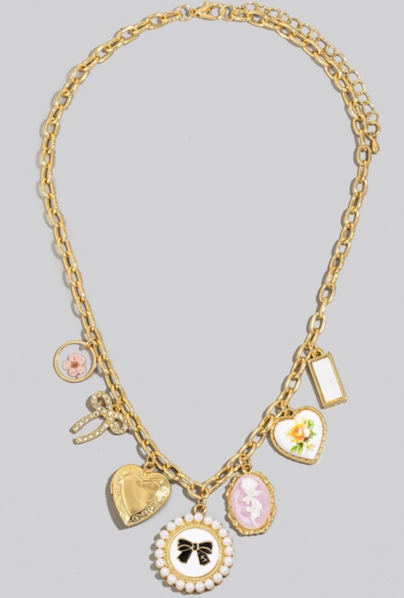 Bows and Roses Charm Neclace