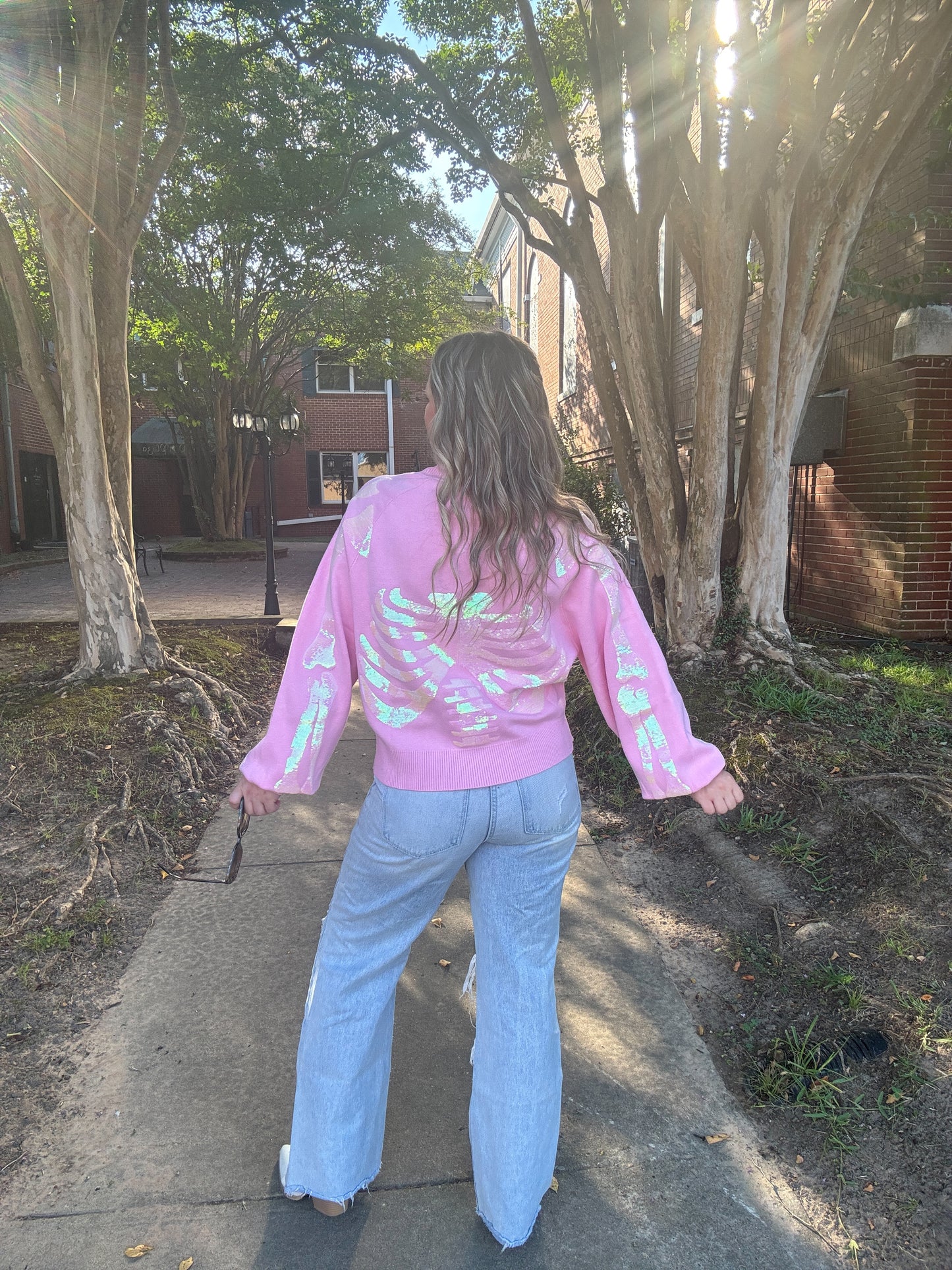 Light Pink Skeleton Cardigan