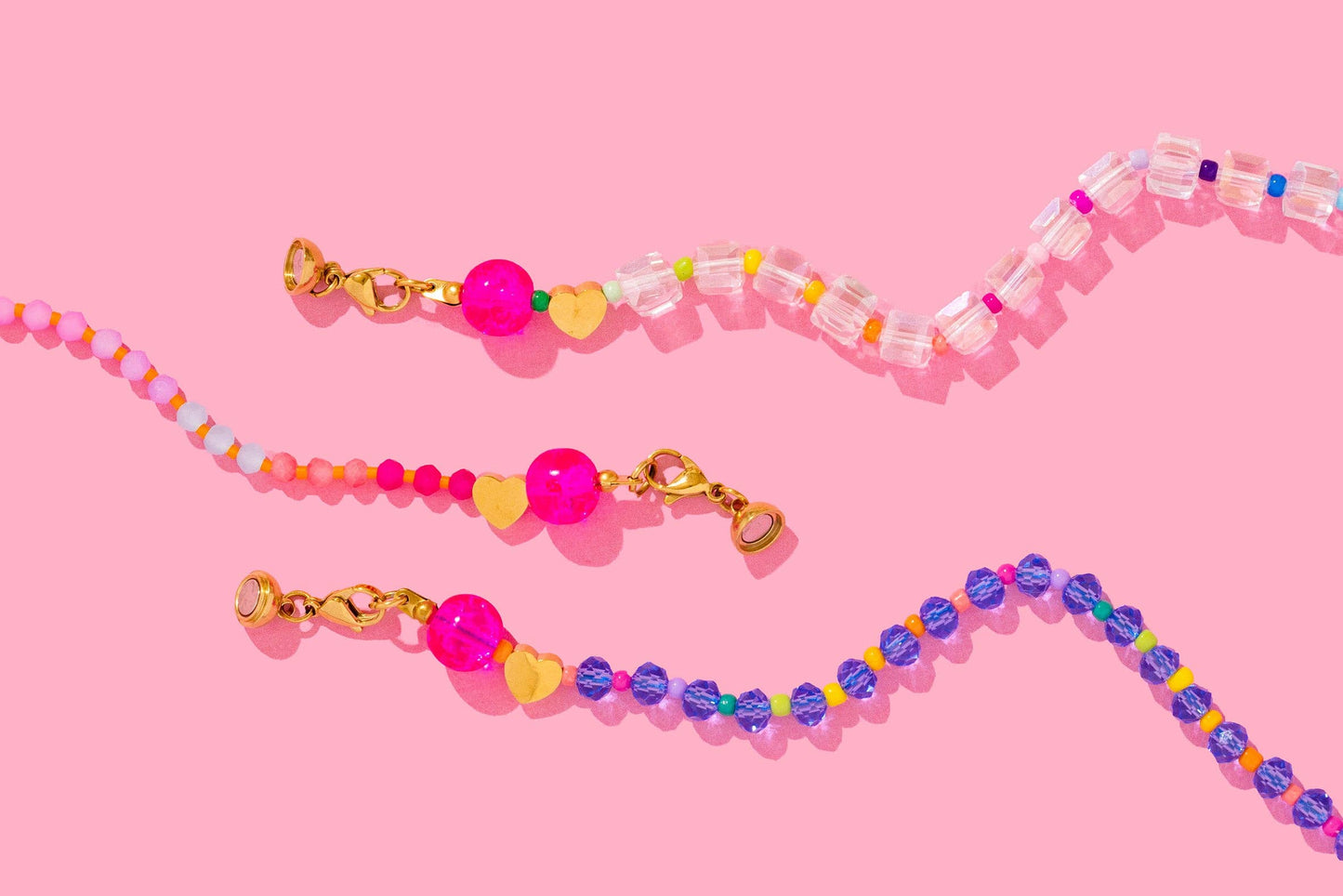 Maren Light Pink + Multi-Colored Beaded Necklace
