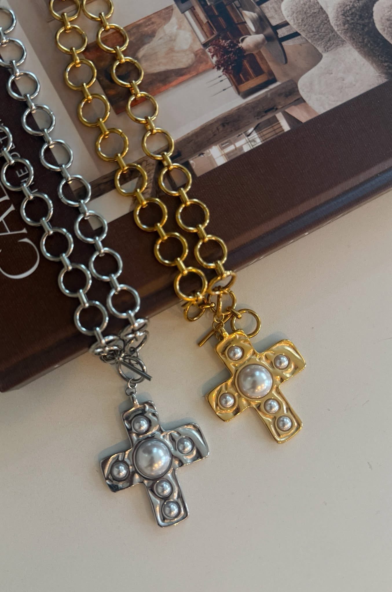 ChanSuttPearls Gold Cross Necklace Preorder