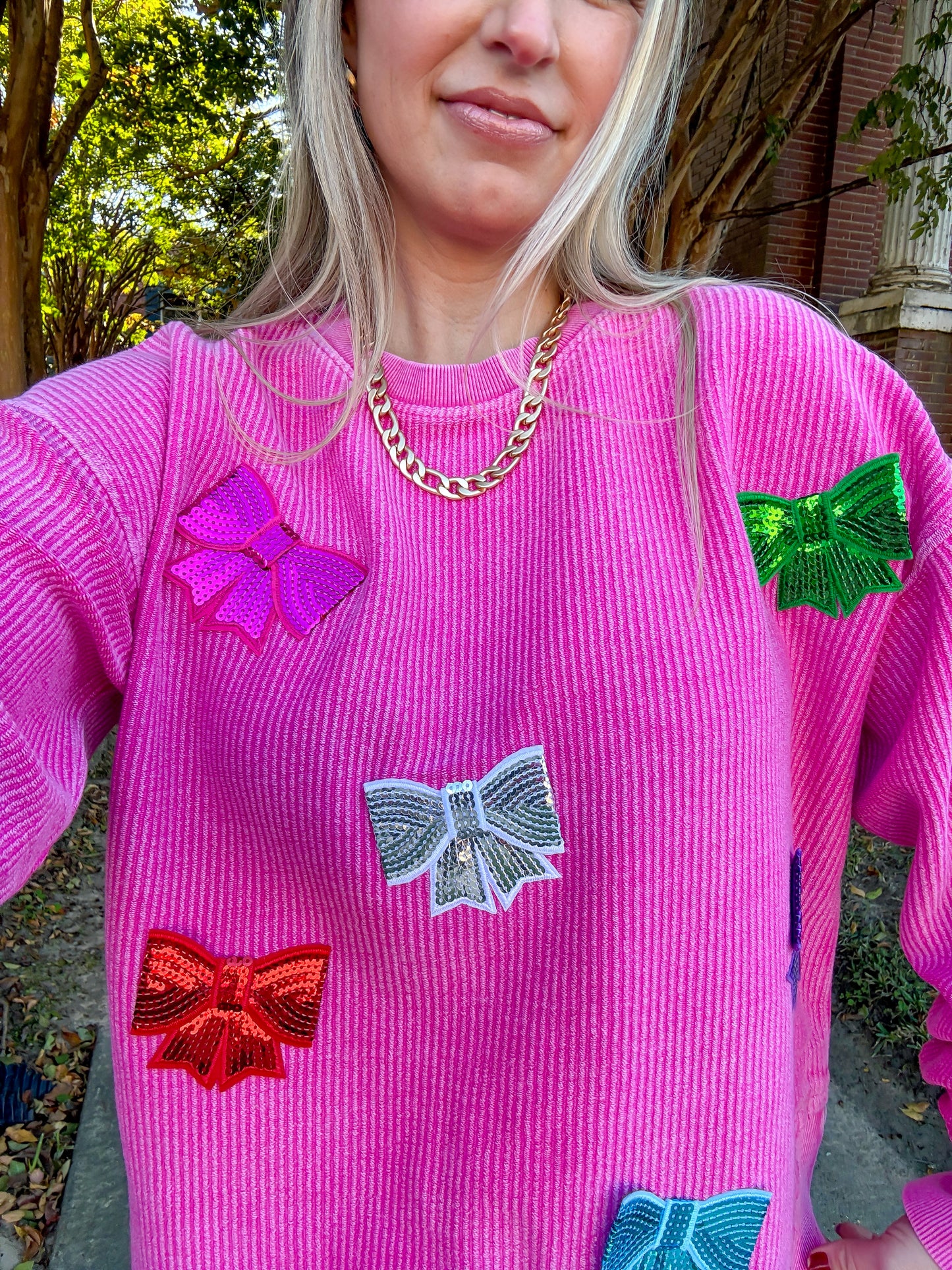 Beauty in Bows Pink corded top