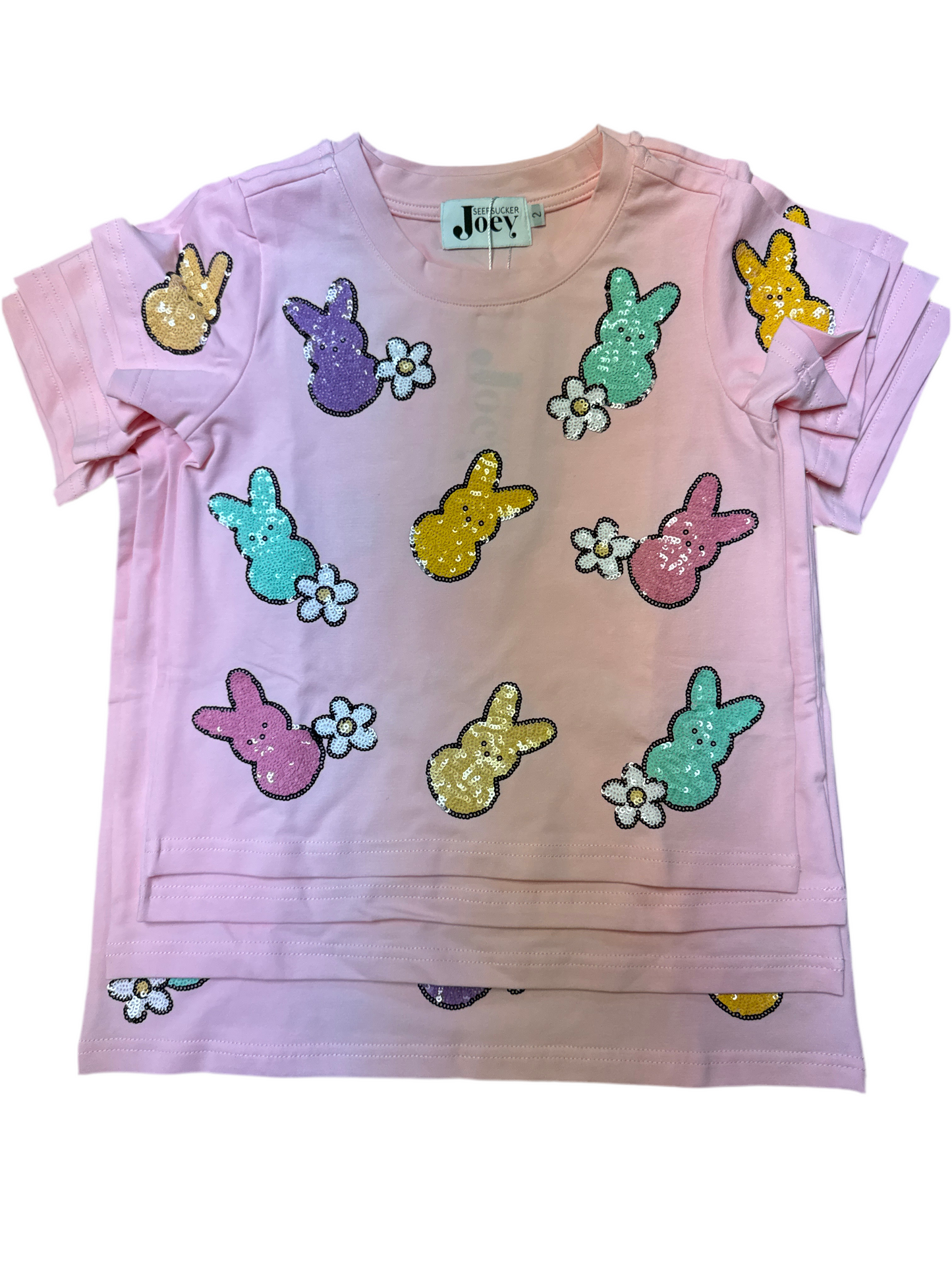 Peep the Daisies sequin youth tee