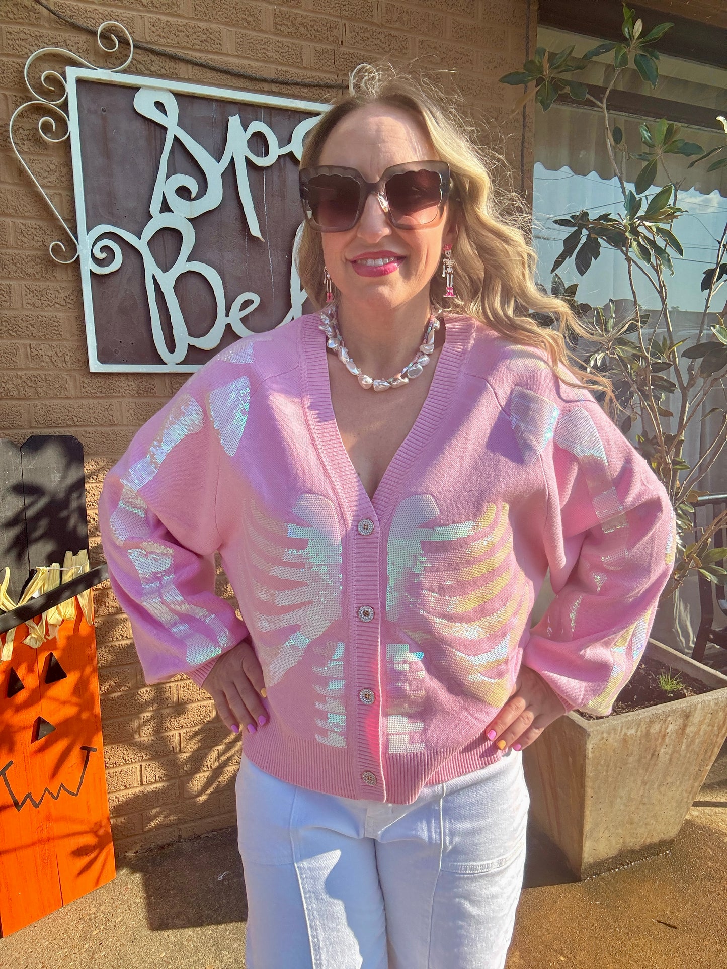 Light Pink Skeleton Cardigan
