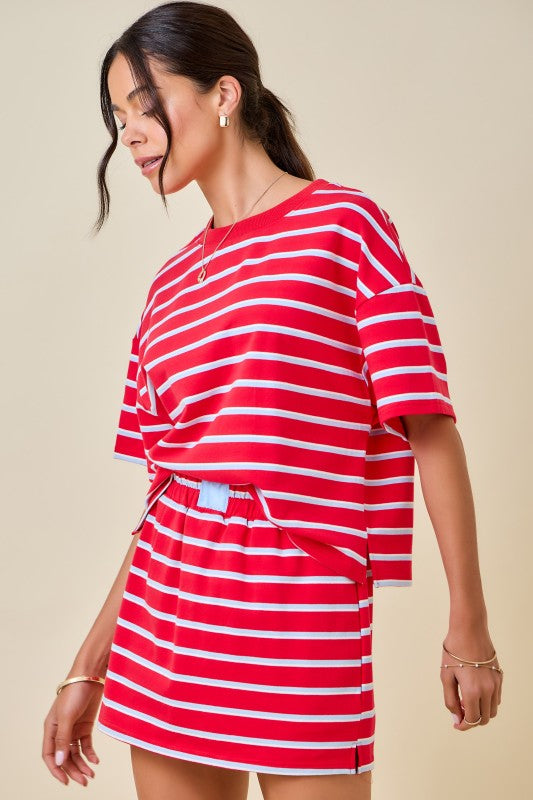 Tomato Blue Striped Top