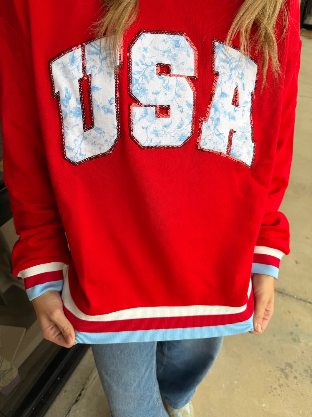 Red USA Toile Sweatshirt