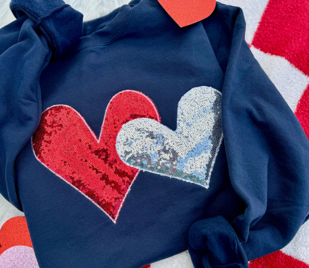 Navy Double Heart Sweatshirt