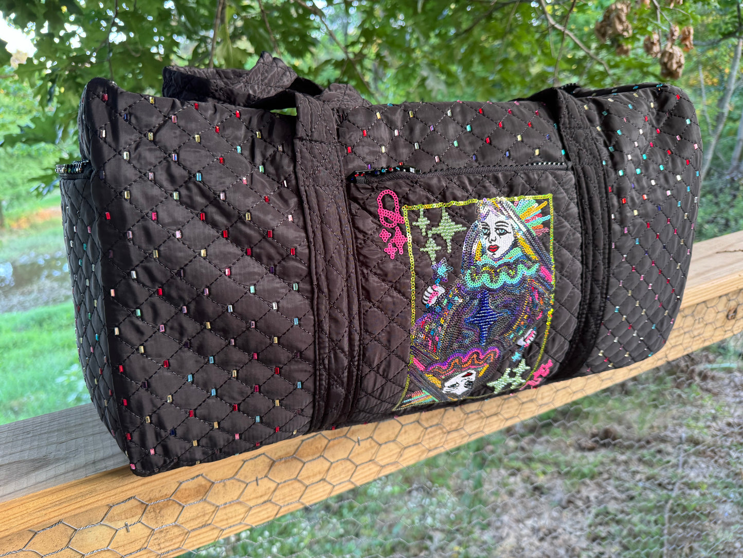 Black Rhinestone Duffle Bag