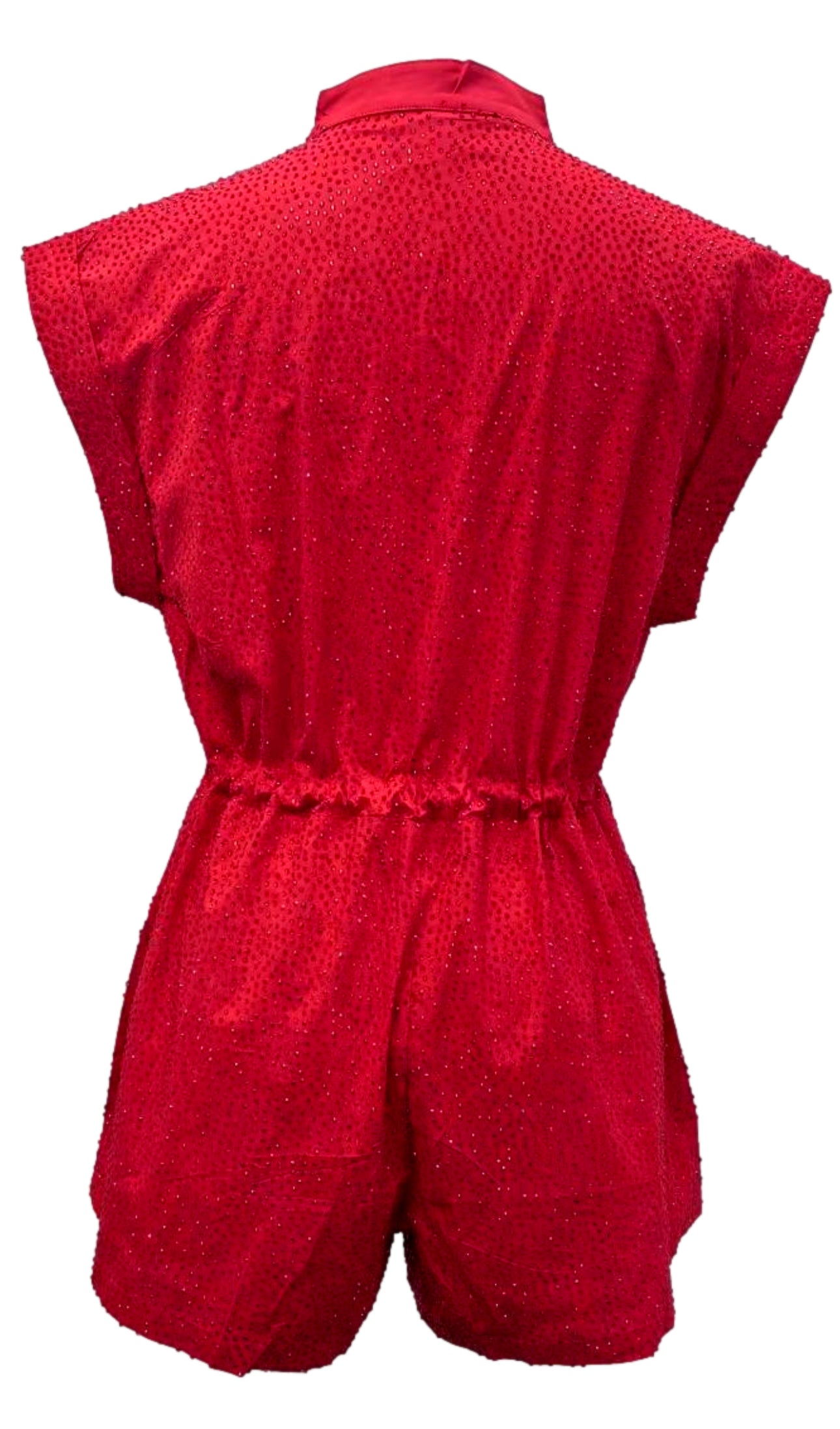 Red QOS Rhinestone Romper