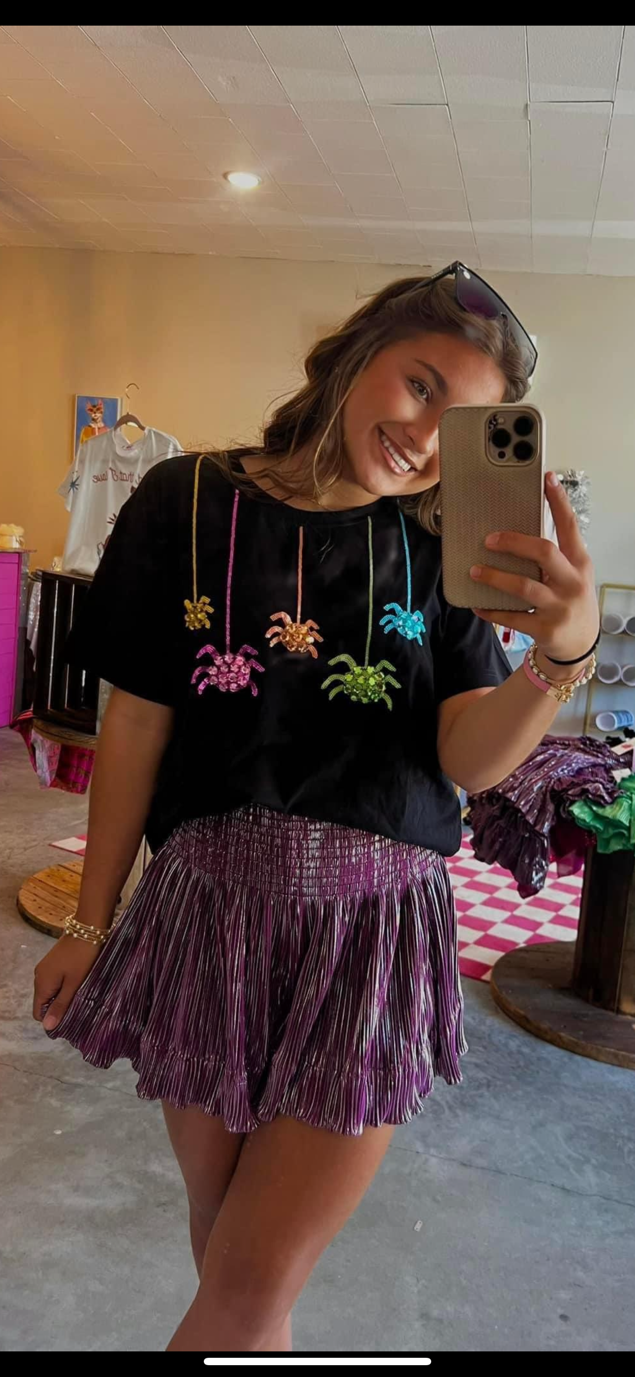 Sequin Rainbow Spiders Tee