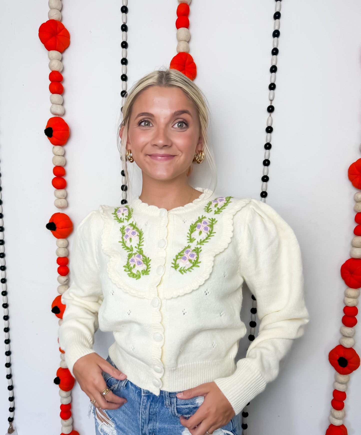 Falling In Love Embroidered Cardigan