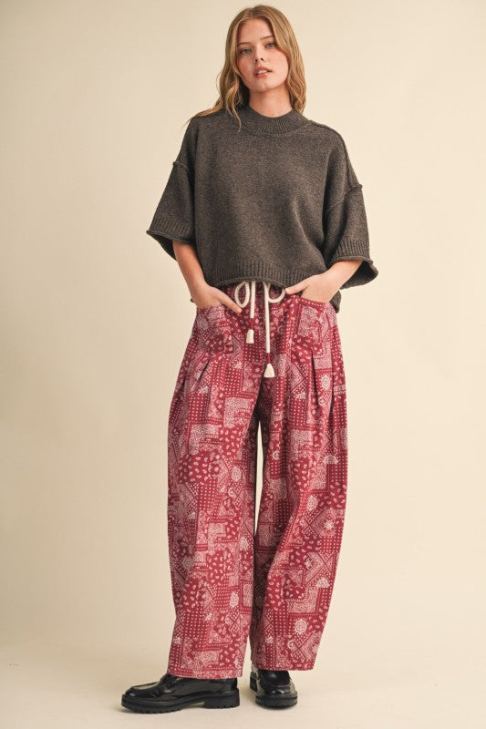 Berry Bandana Pleated Pants Preorder