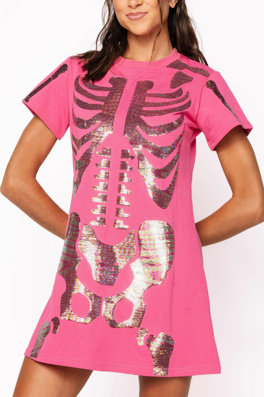 Hot Pink Skeleton Body Dress