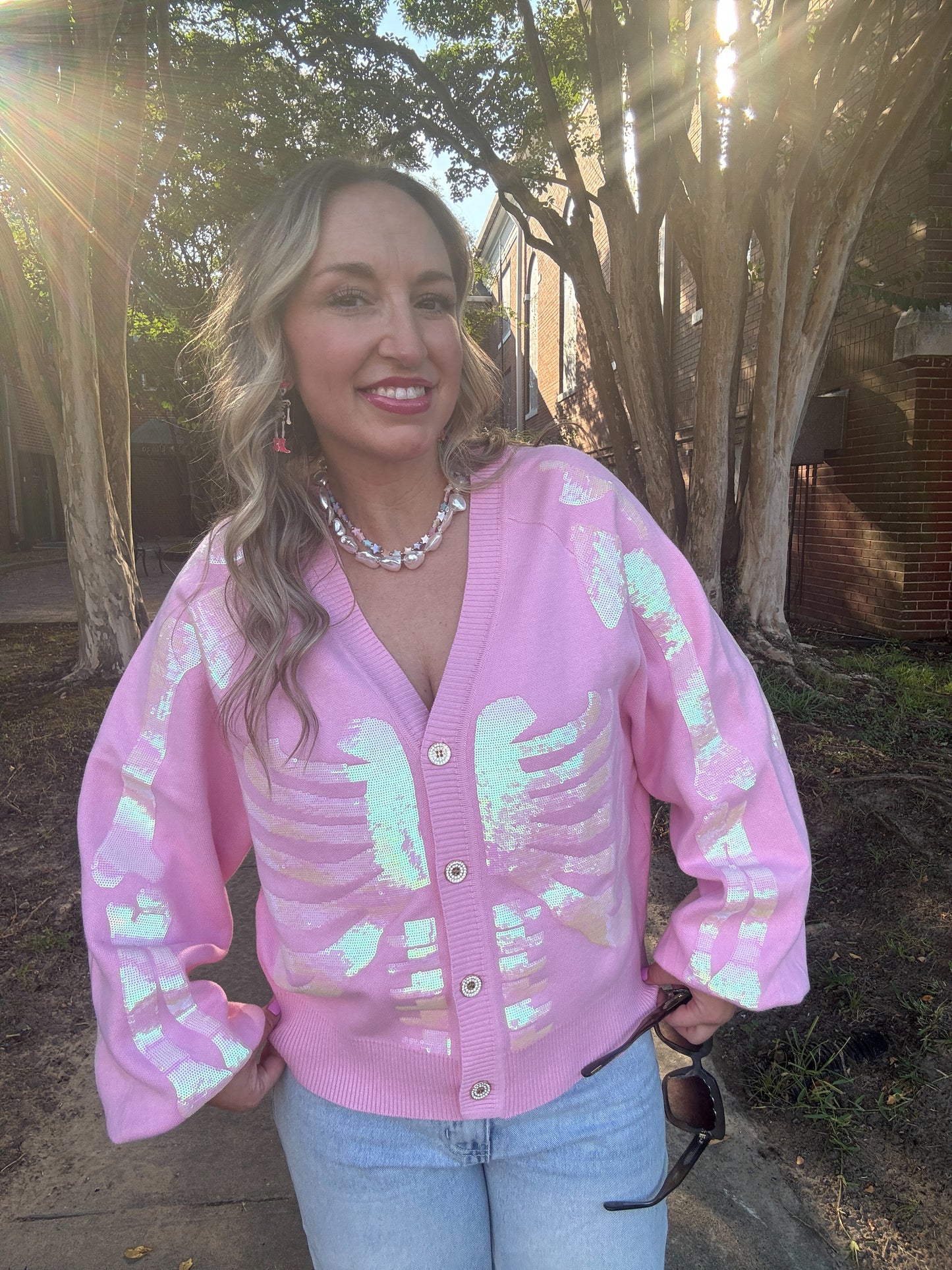 Light Pink Skeleton Cardigan