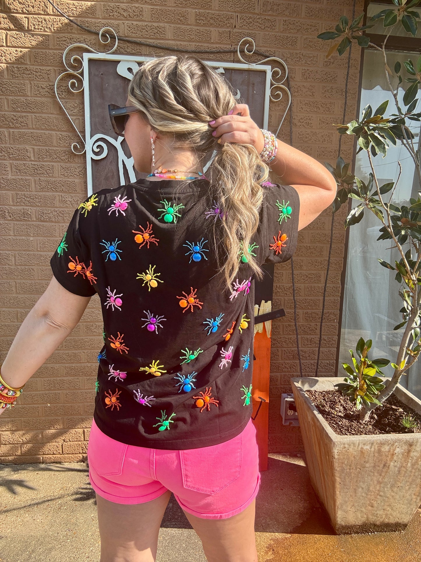 Black Multi Spider Tee