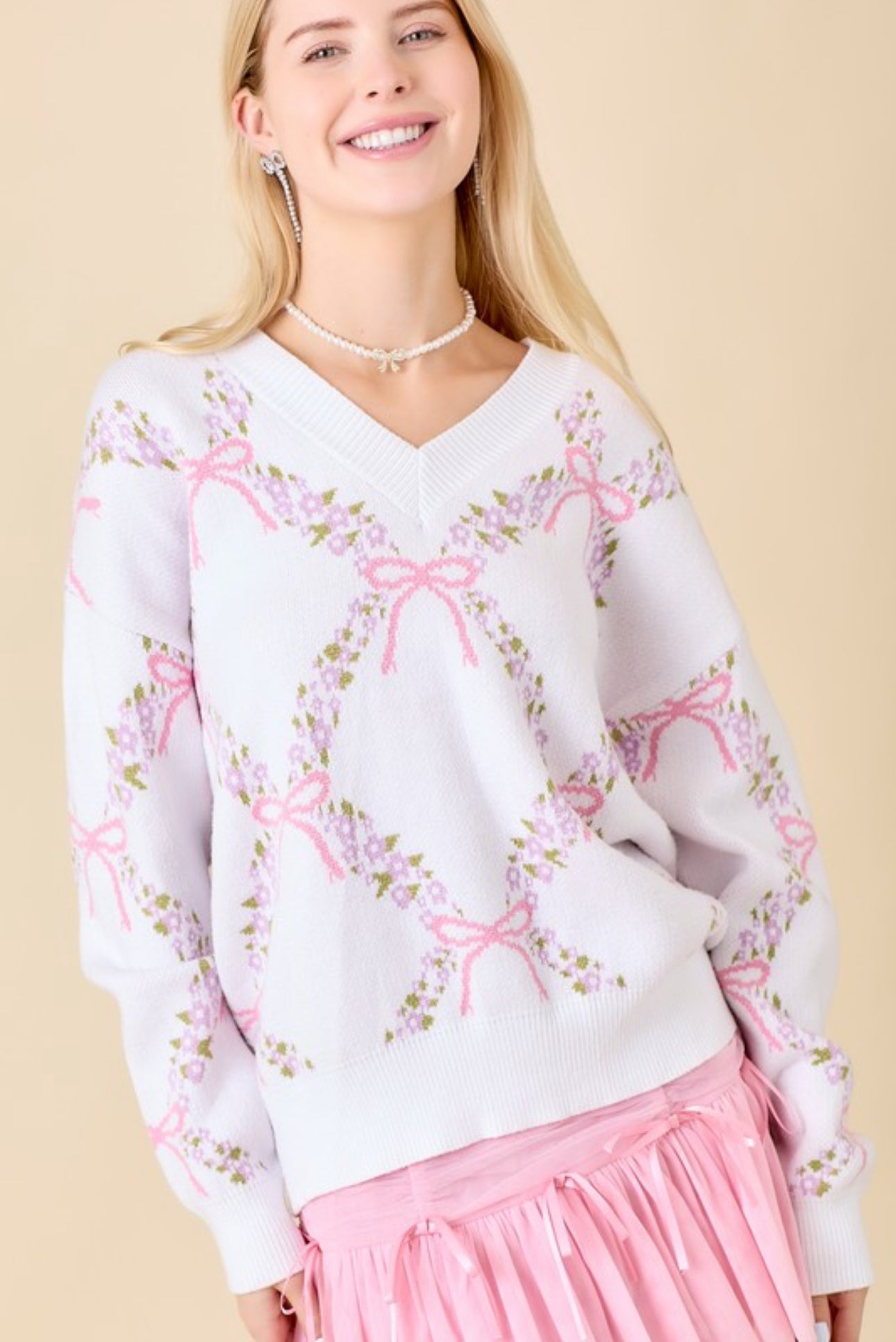 Pink bow sweater