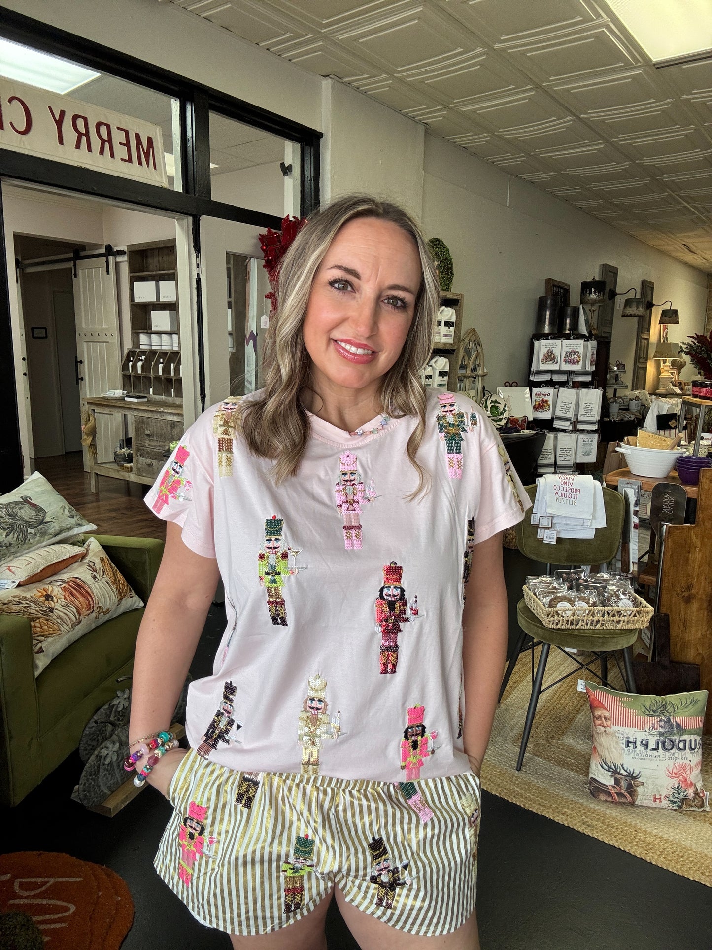 Gold Striped Nutcracker Shorts