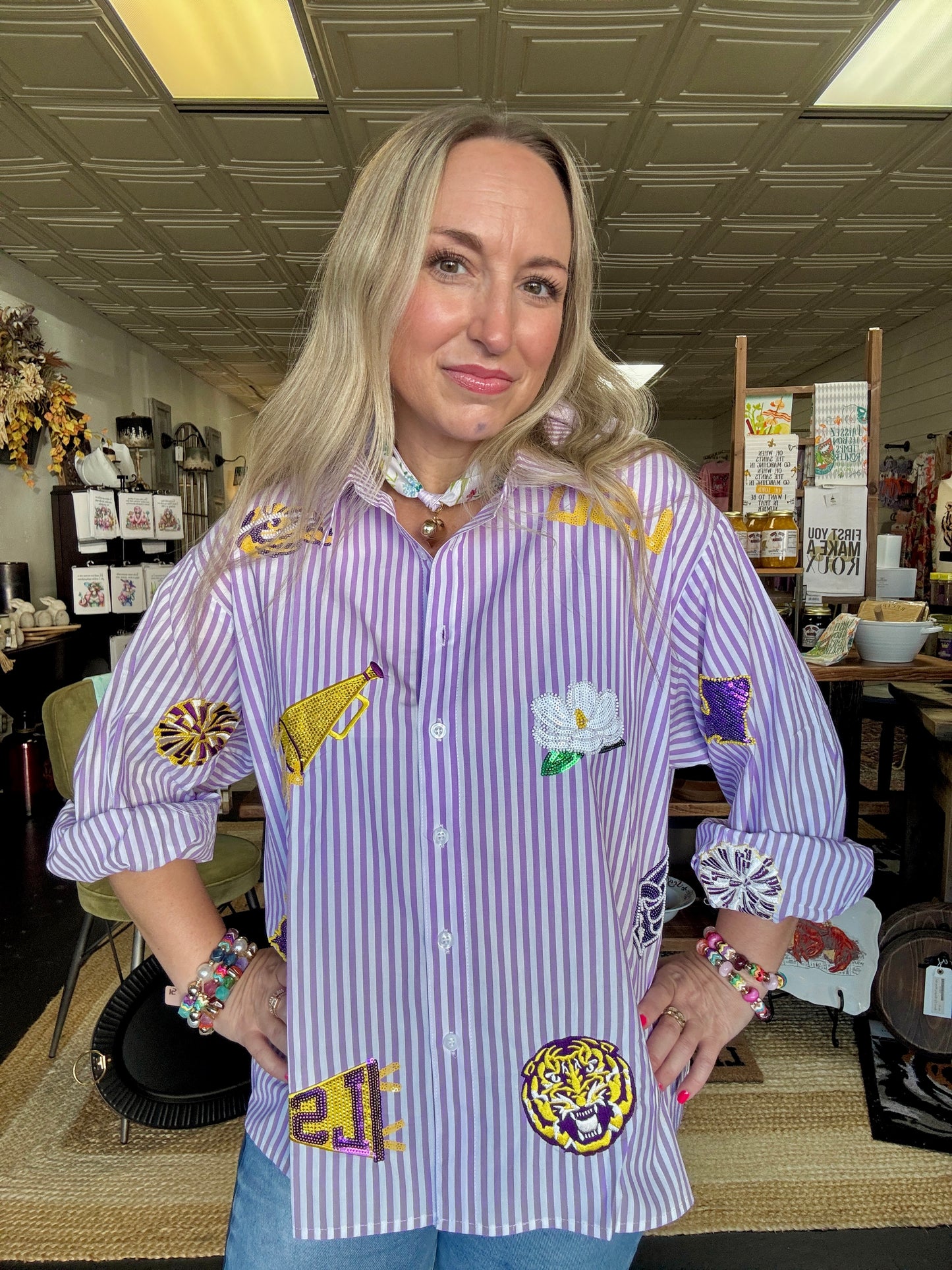 Licensed LSU Mini Icon Button Up