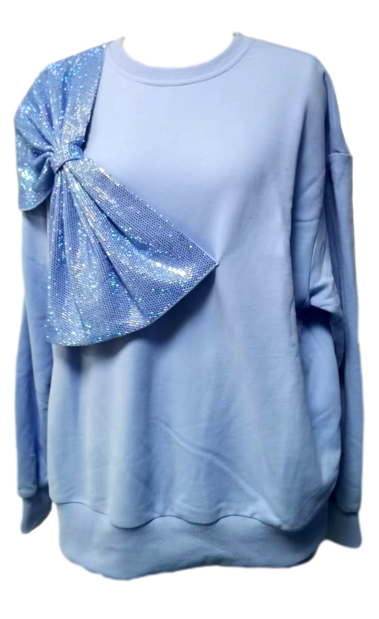 Oversized Bow Powder Blue Top