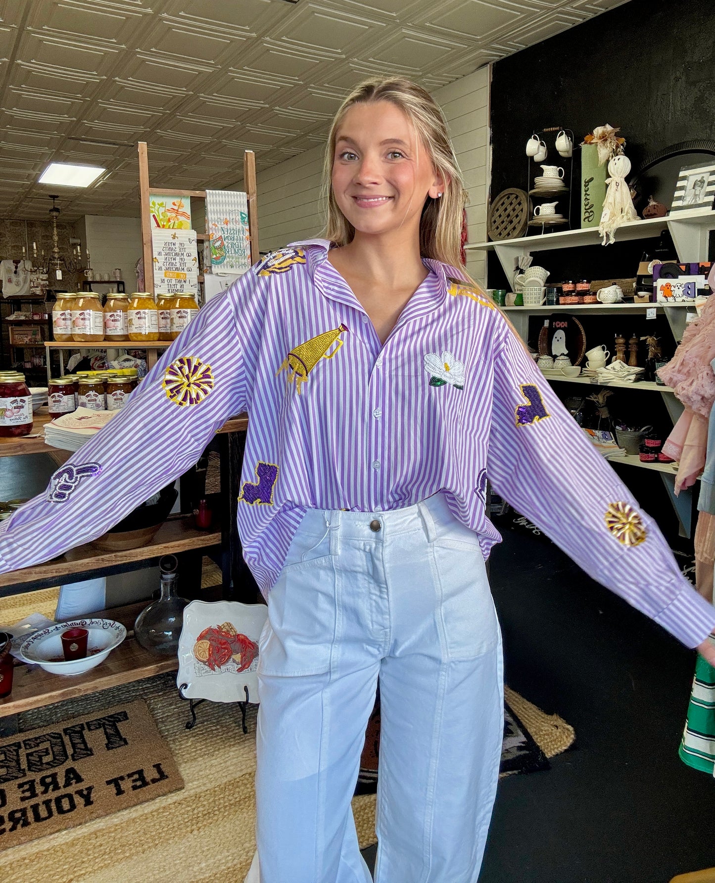 Licensed LSU Mini Icon Button Up