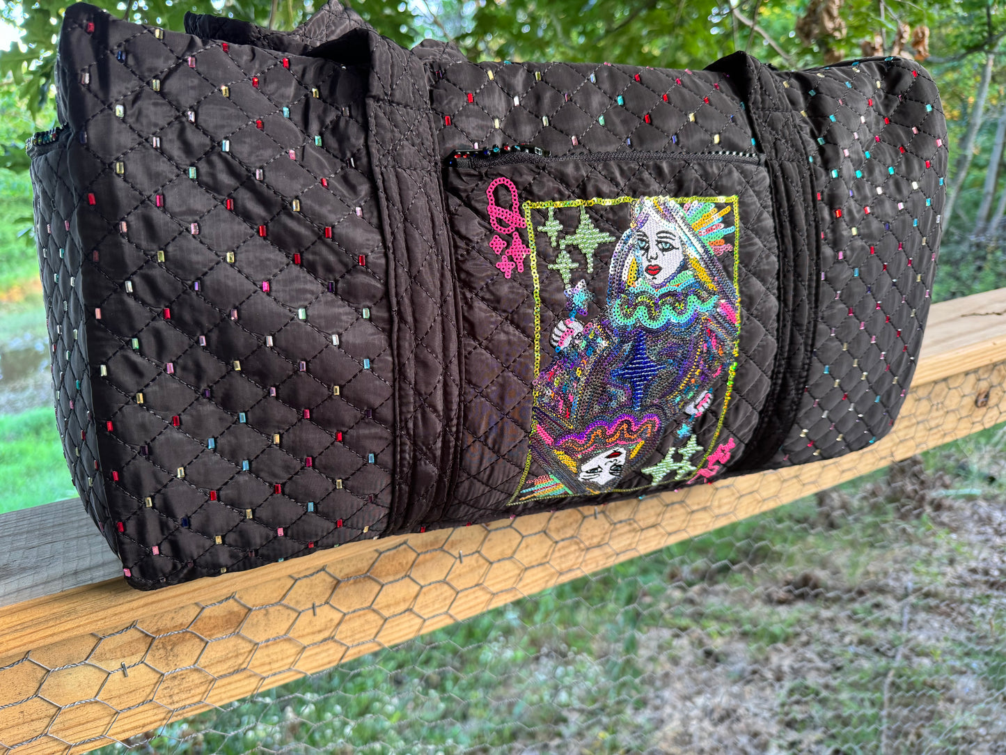 Black Rhinestone Duffle Bag