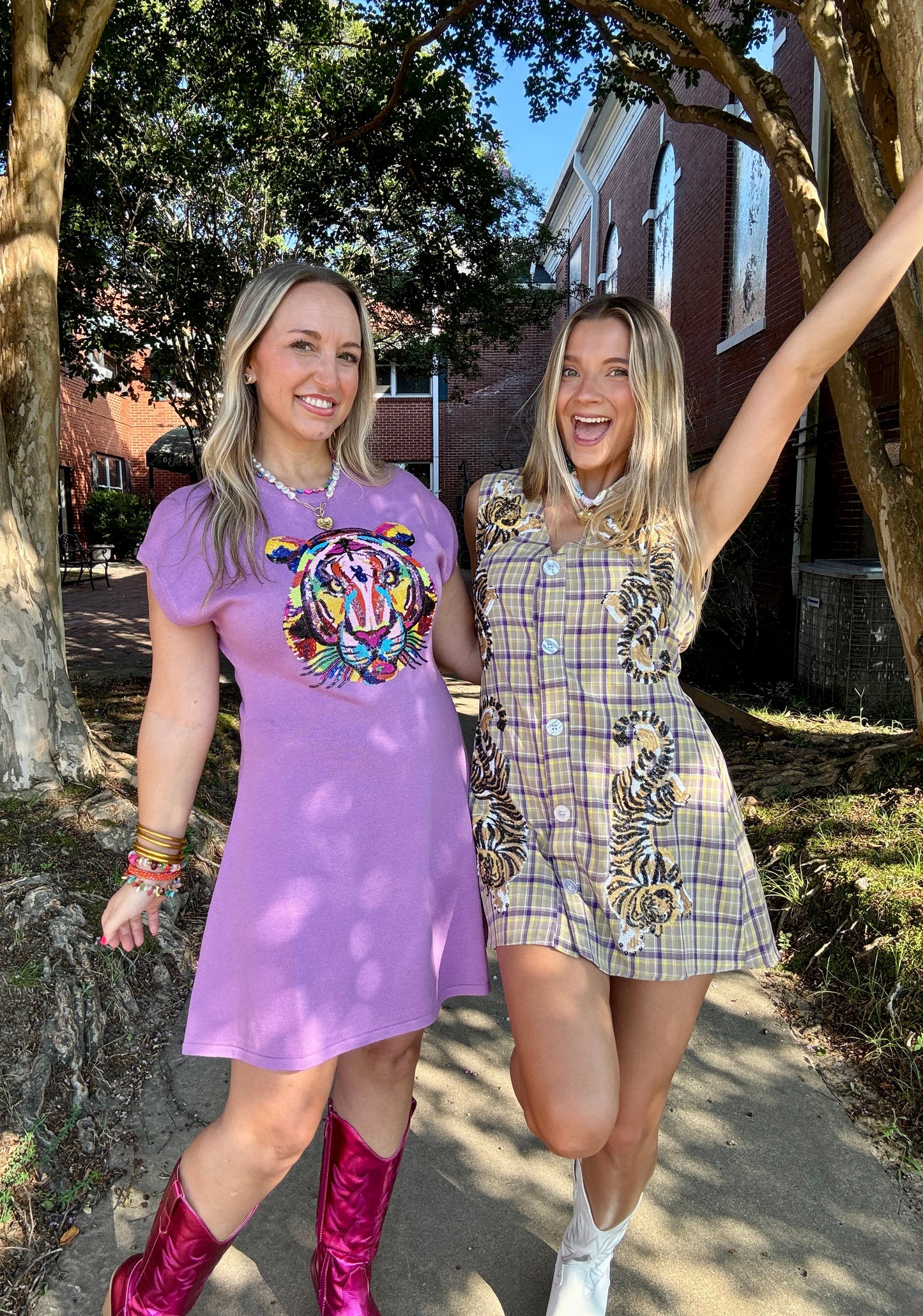 Rainbow Tiger Head Lavender Dress