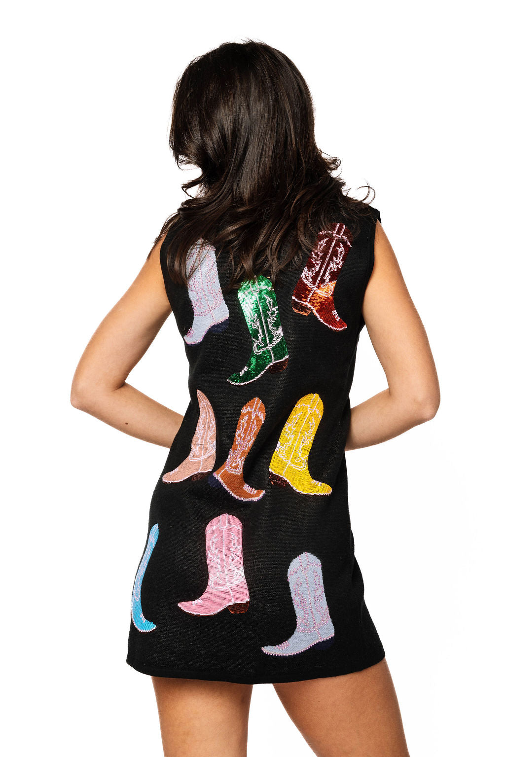 Black Knit Cowboy Boot dress