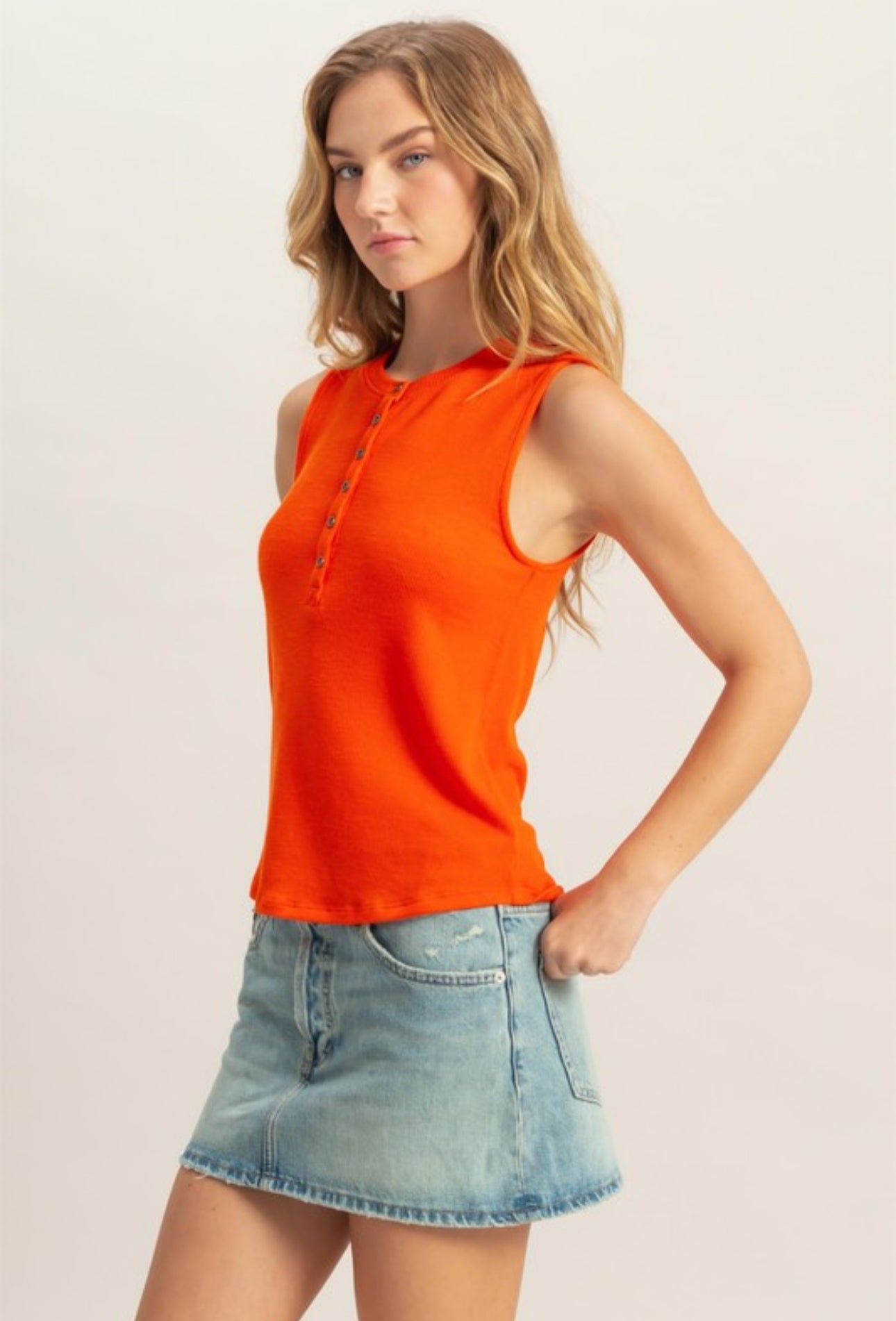 Tomato Ribbed Tank