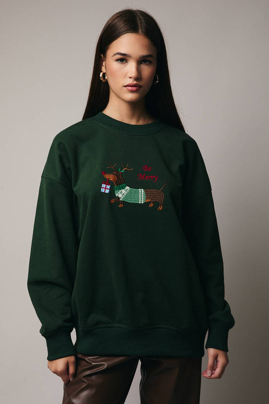 Christmas Weenie Embroidered Sweater