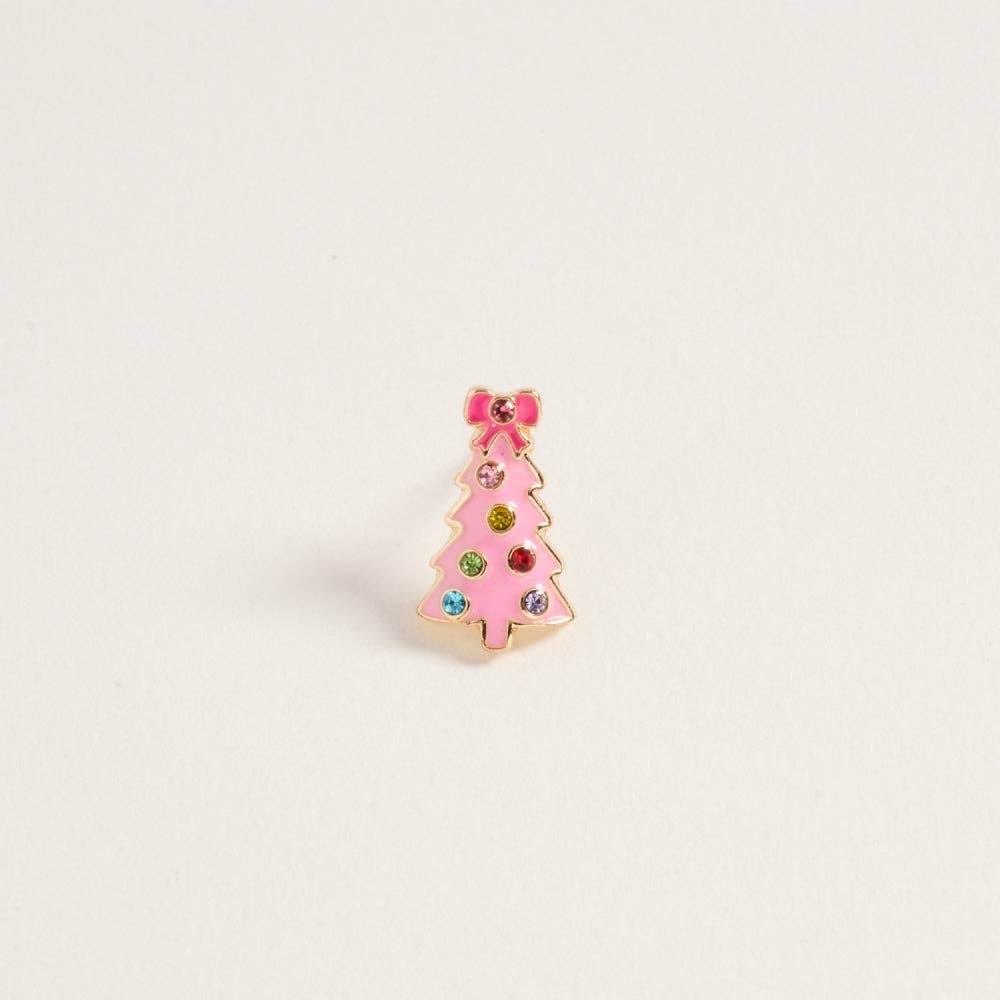 Christmas Tree with Pearl Rhinestone Post Earrings