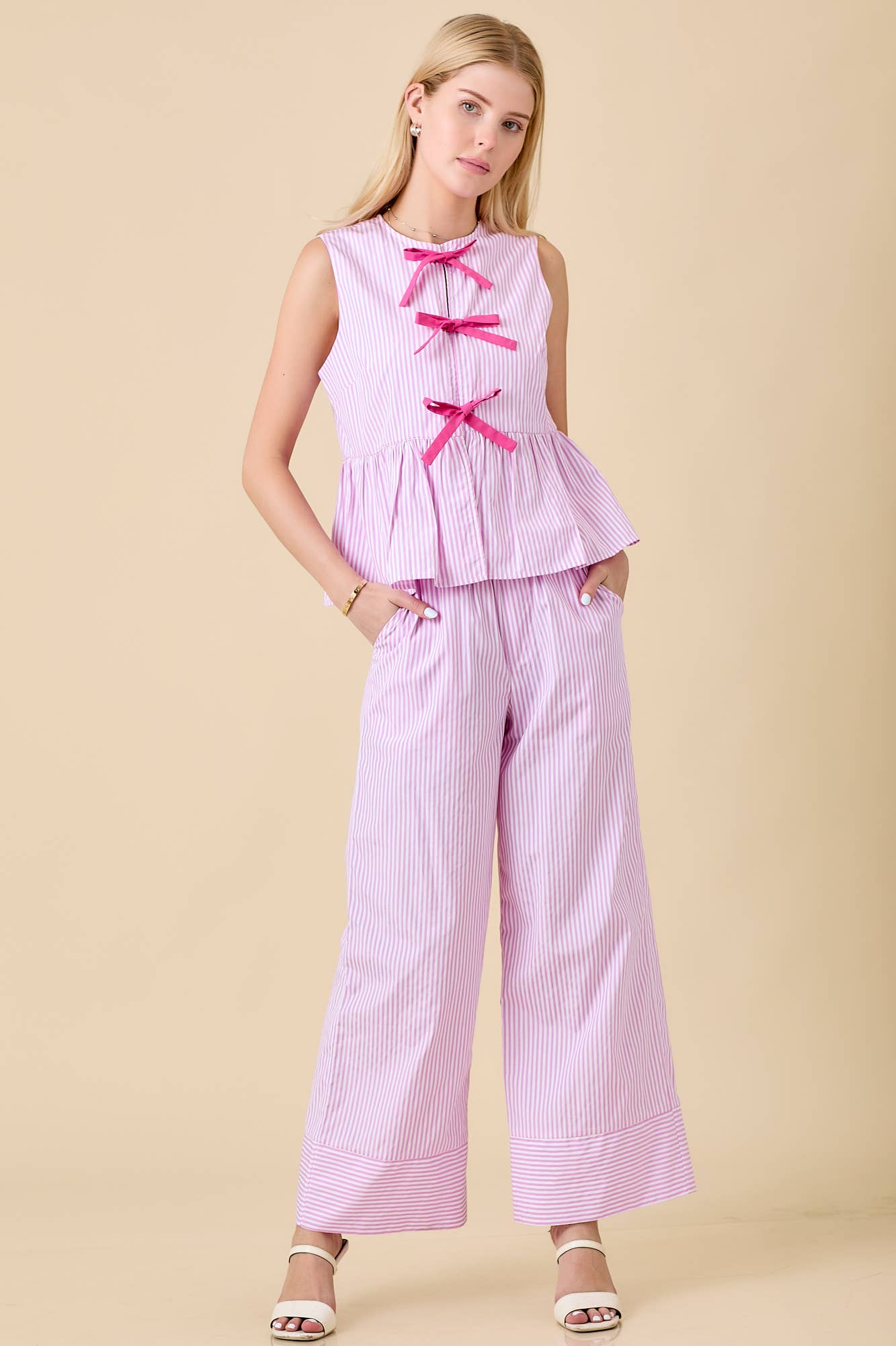 Pink Stripe Wide Leg Pants
