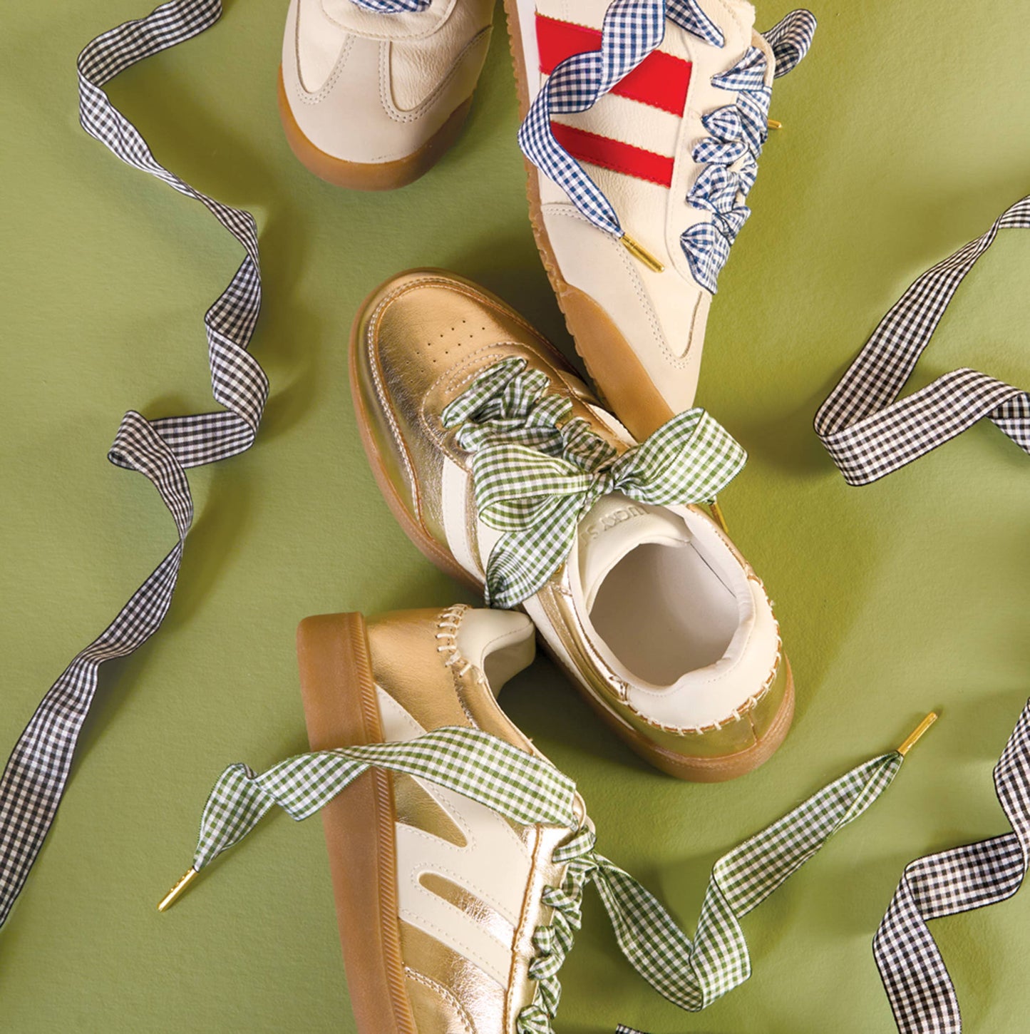 Step It Up Shoelaces–Gingham Tan