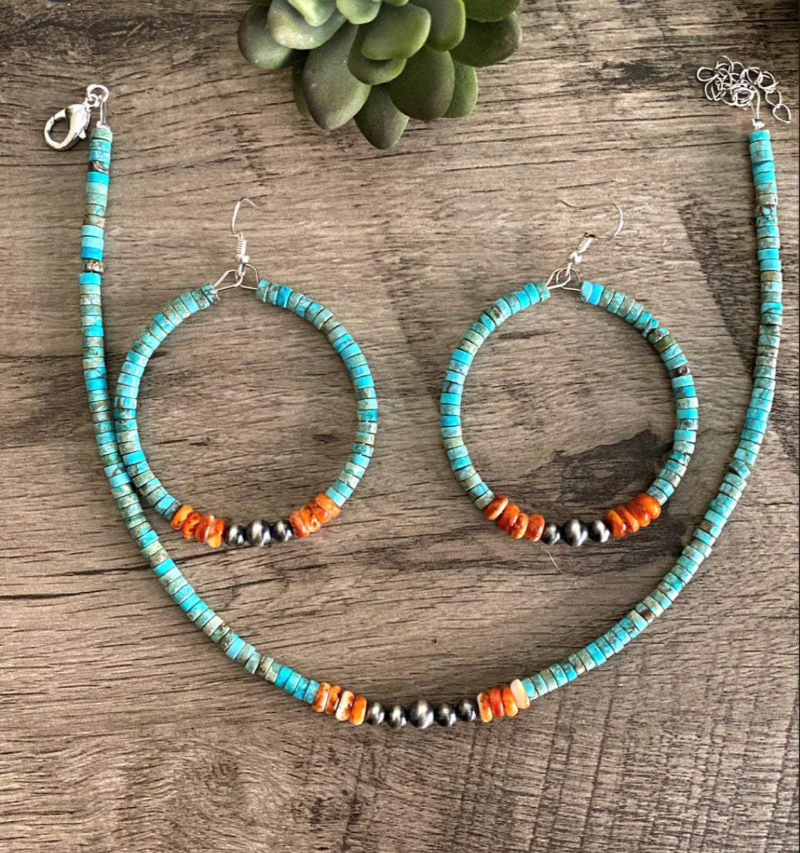 Authentic Navajo Pearl Choker w/ Orange Chip Detail