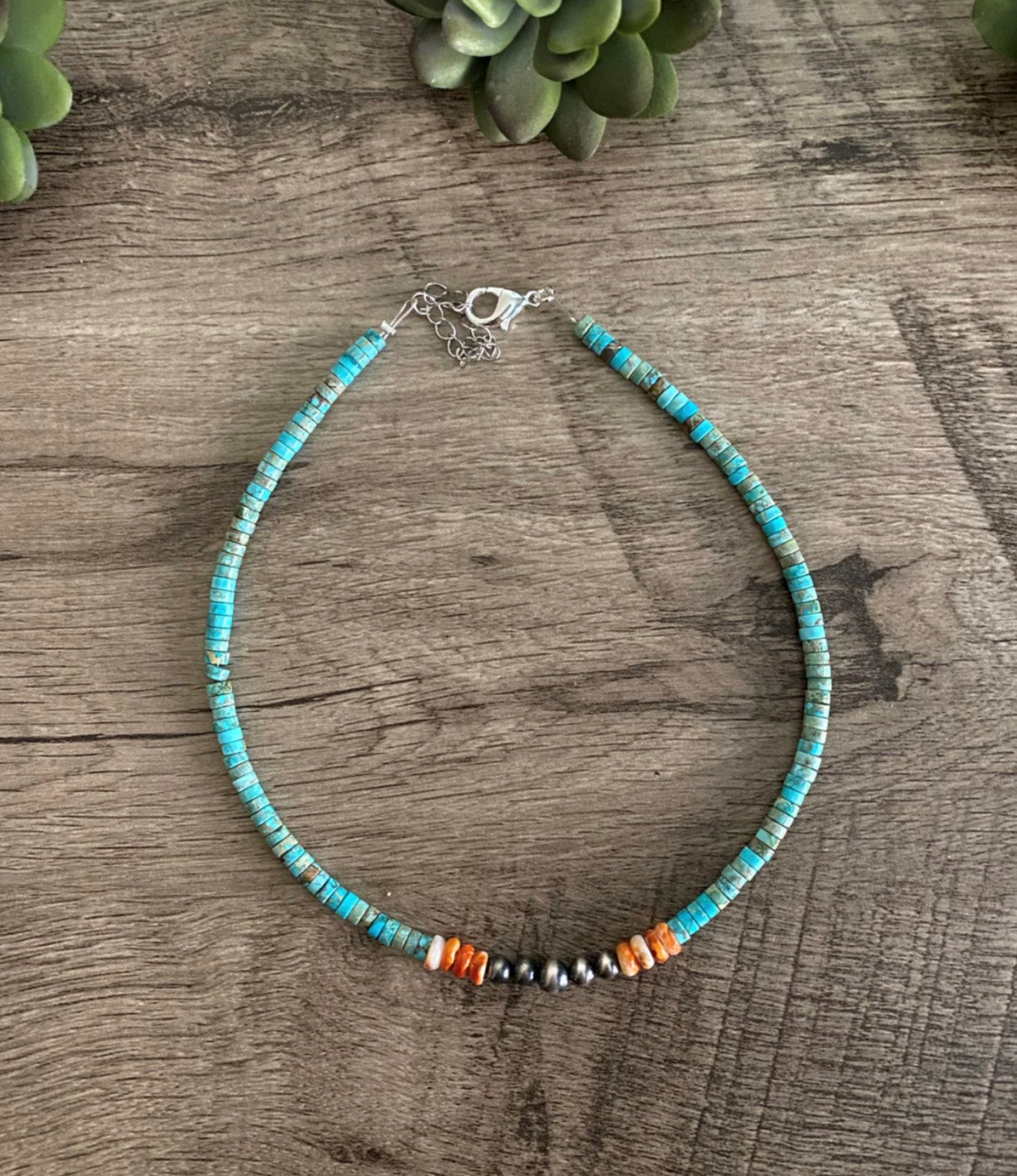Authentic Navajo Pearl Choker w/ Orange Chip Detail