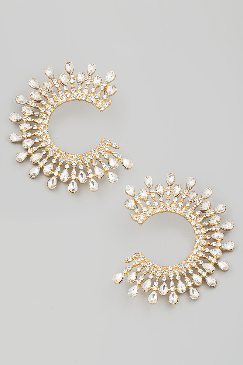 Pave Rhinestone Circle Post Earrings