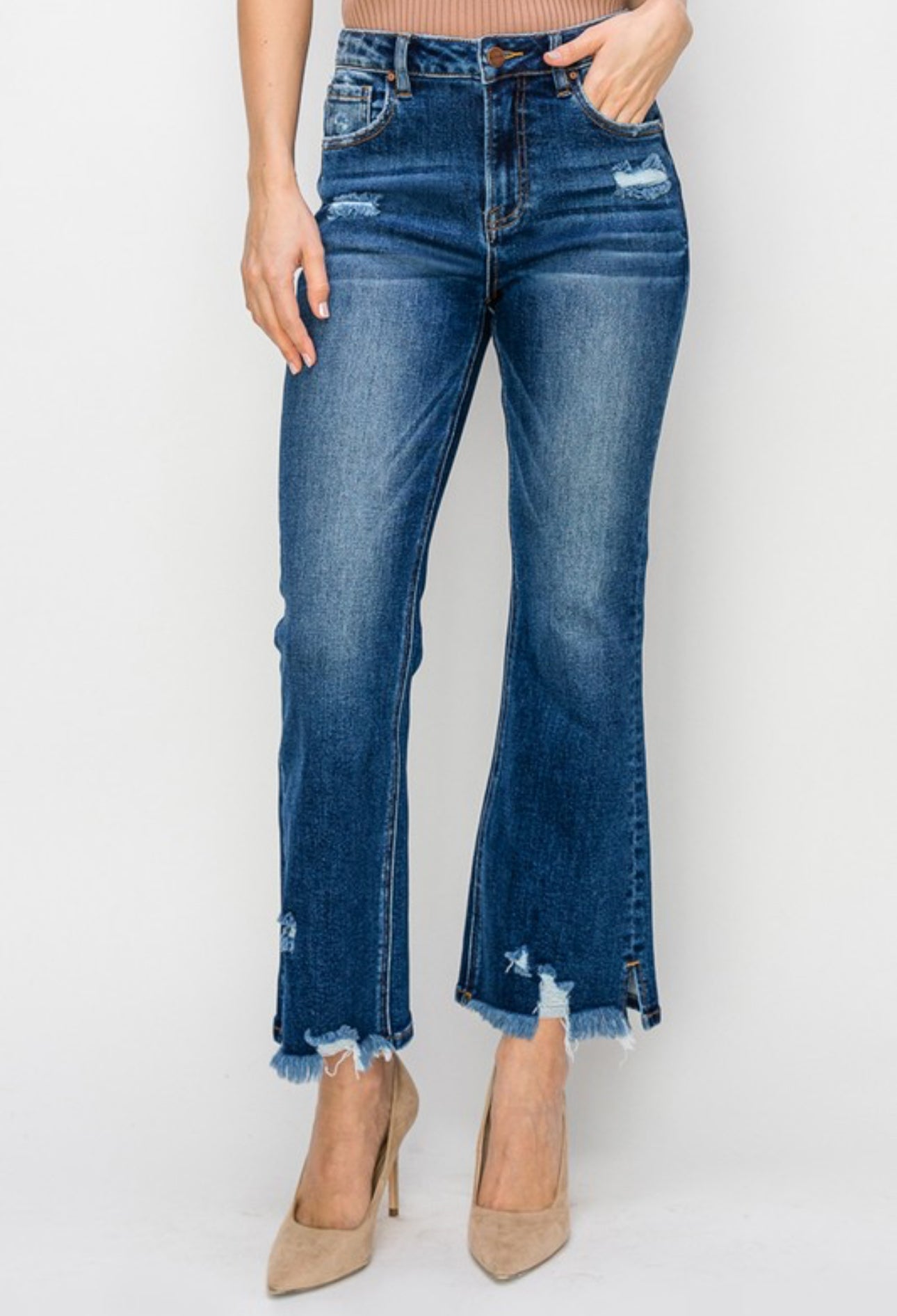 Risen High Rise Crop Flare Jeans