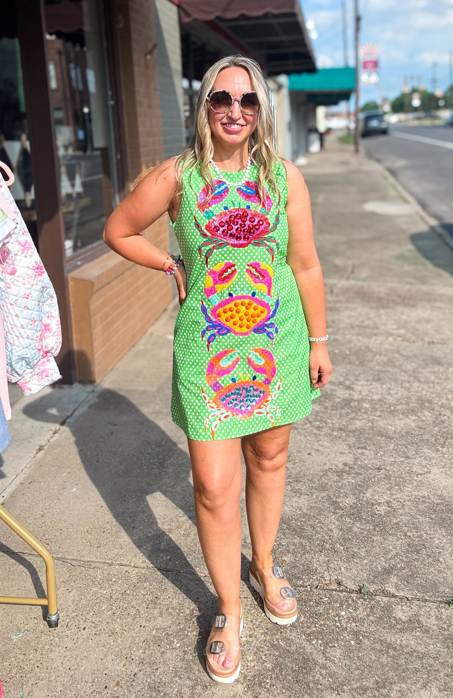 Green Polka dot Crab Dress