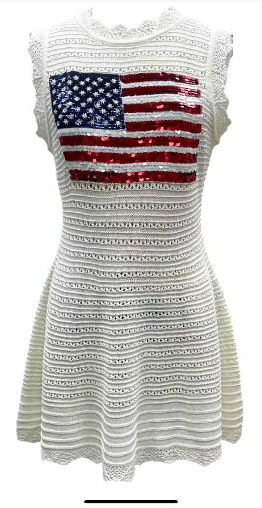 Lace Knit American Flag tank Cover Up