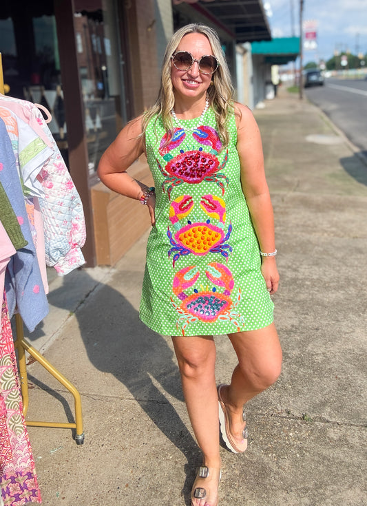 Green Polka dot Crab Dress